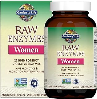 Garden of Life 22 Digestive Enzymes for Women with Bromelain, Papain, Lipase & Lactase Plus Probiotics & Vitamins B12, Bio...