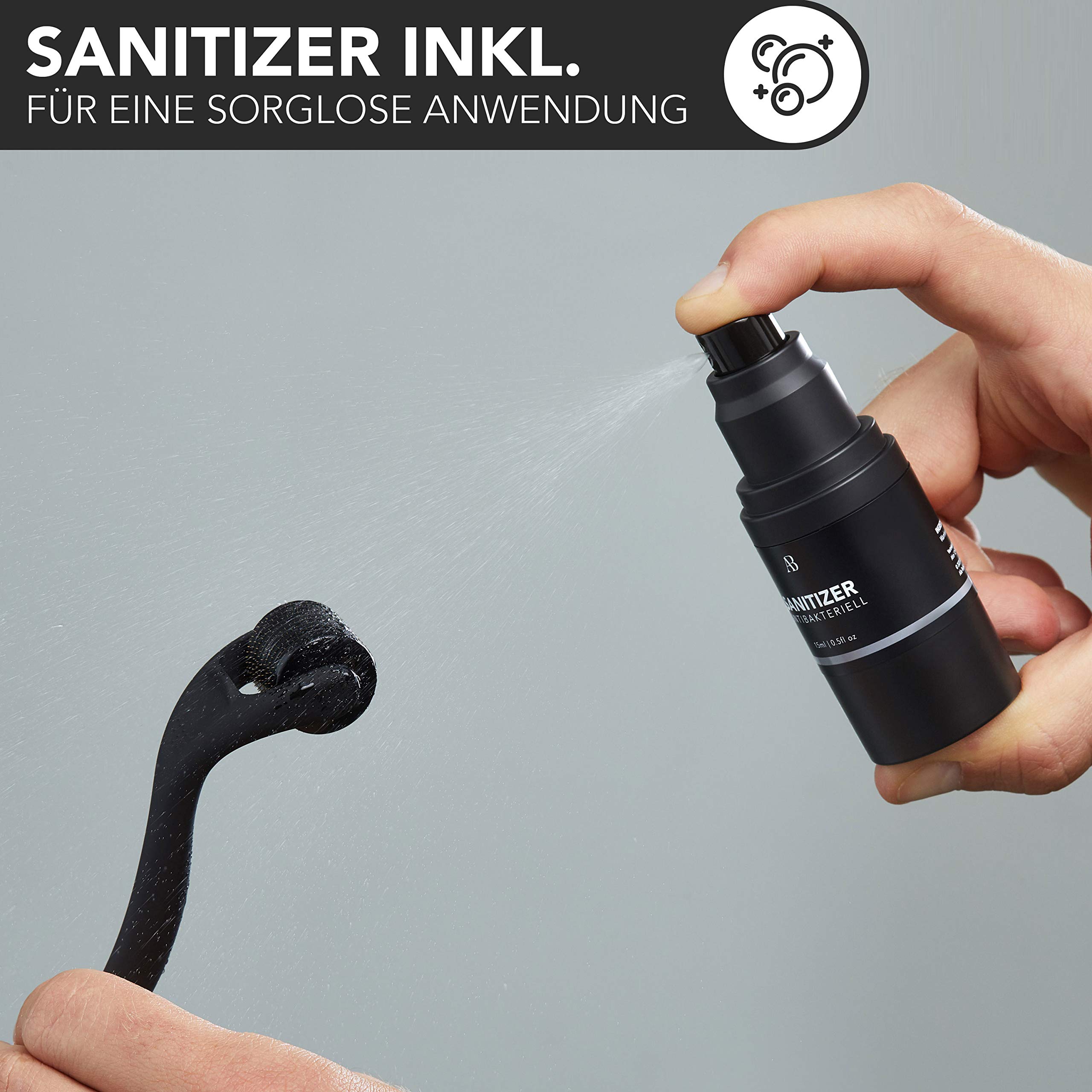 Anthony Brown® Bartroller 0,5 mm Dermaroller Set mit Reinigungsspray, Microneedling Roller für Bartpflege und Hautstimulation