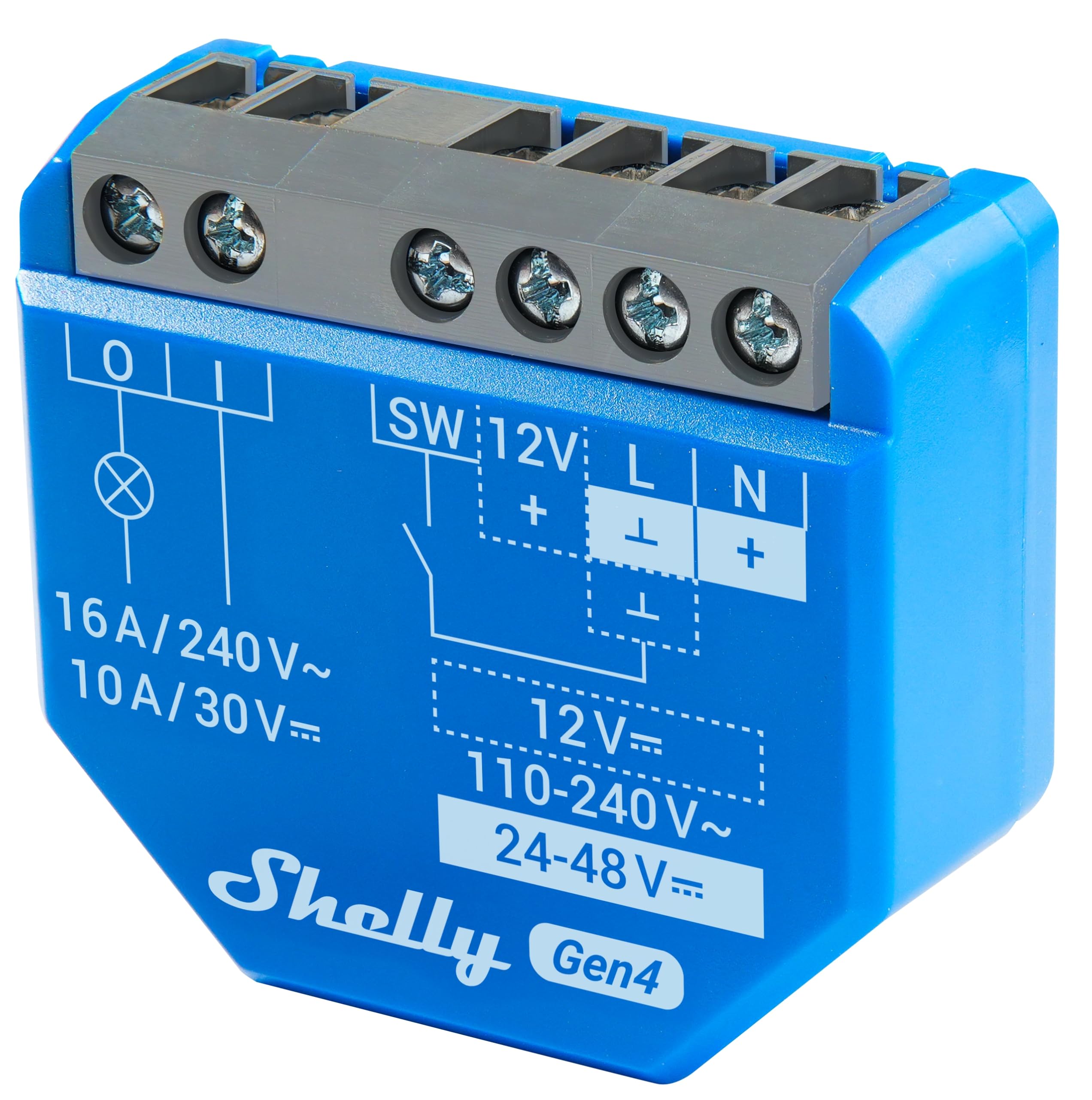 SHELLY Relais 1 Gen4, 16 A, WLAN, Bluetooth, blau, 3 Stück