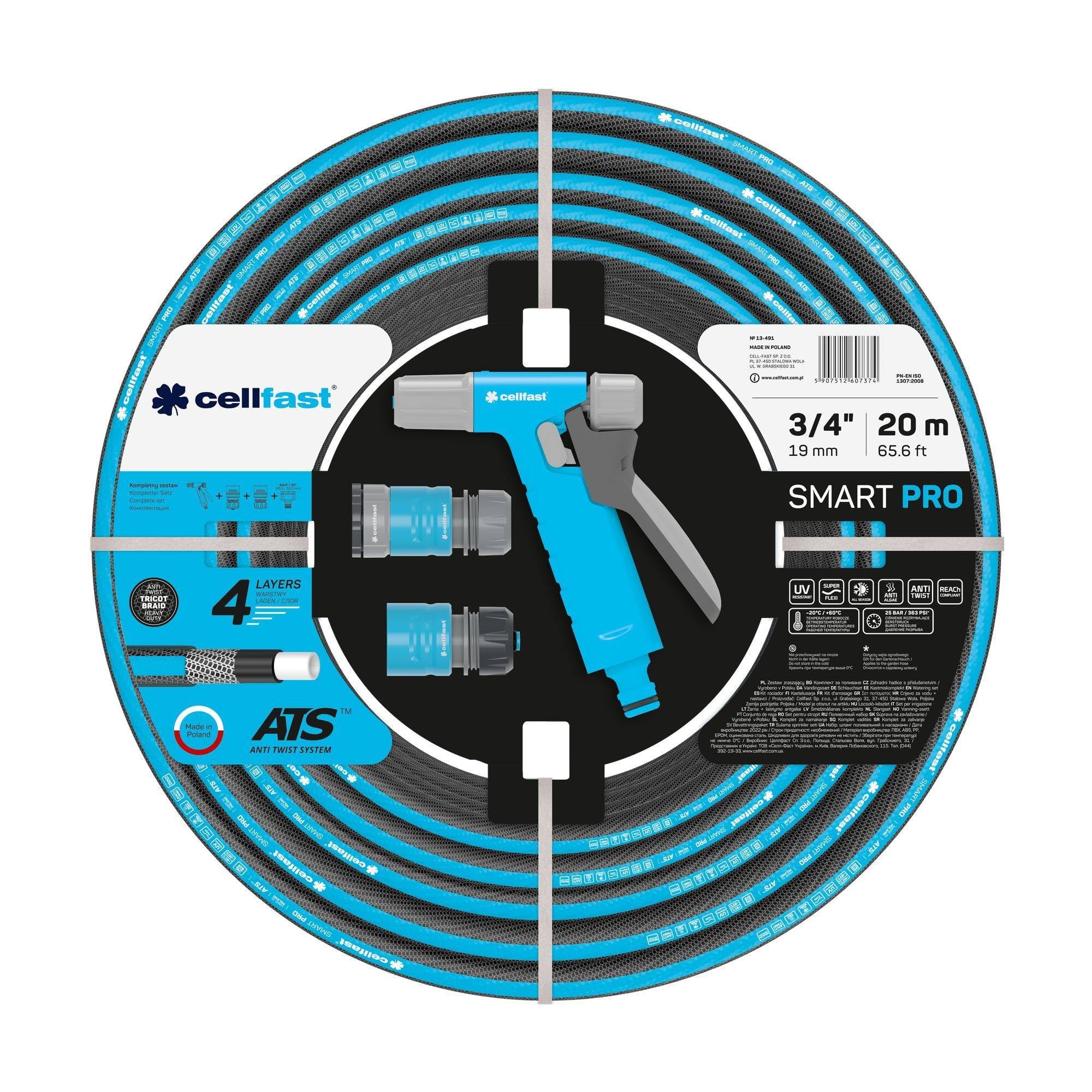 Cellfast SMART PRO ATS Bewässerungsset mit einem Durchmesser von 3/4 Zoll (19 mm) mit einer Länge von 20 Metern.