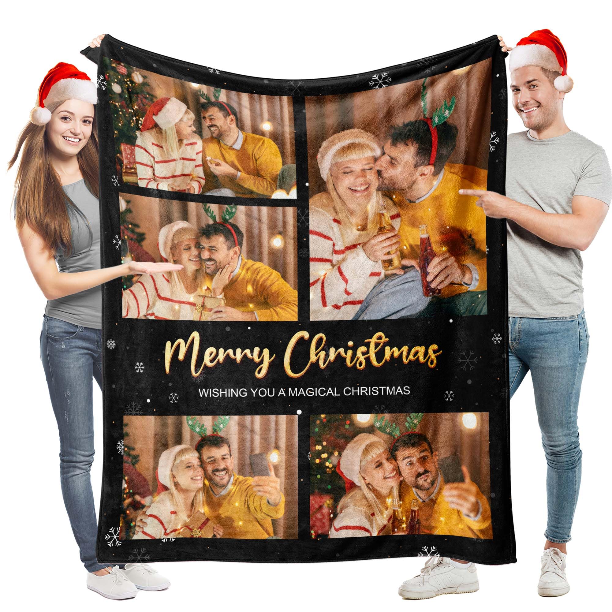 Easycosy Christmas Women Men Gifts Personalised Christmas Blanket Photo and Text Custom Blanket with Pictures for Adults Kids Throw Blanket Personalised Birthday Anniversary Xmas Gifts for Him Her