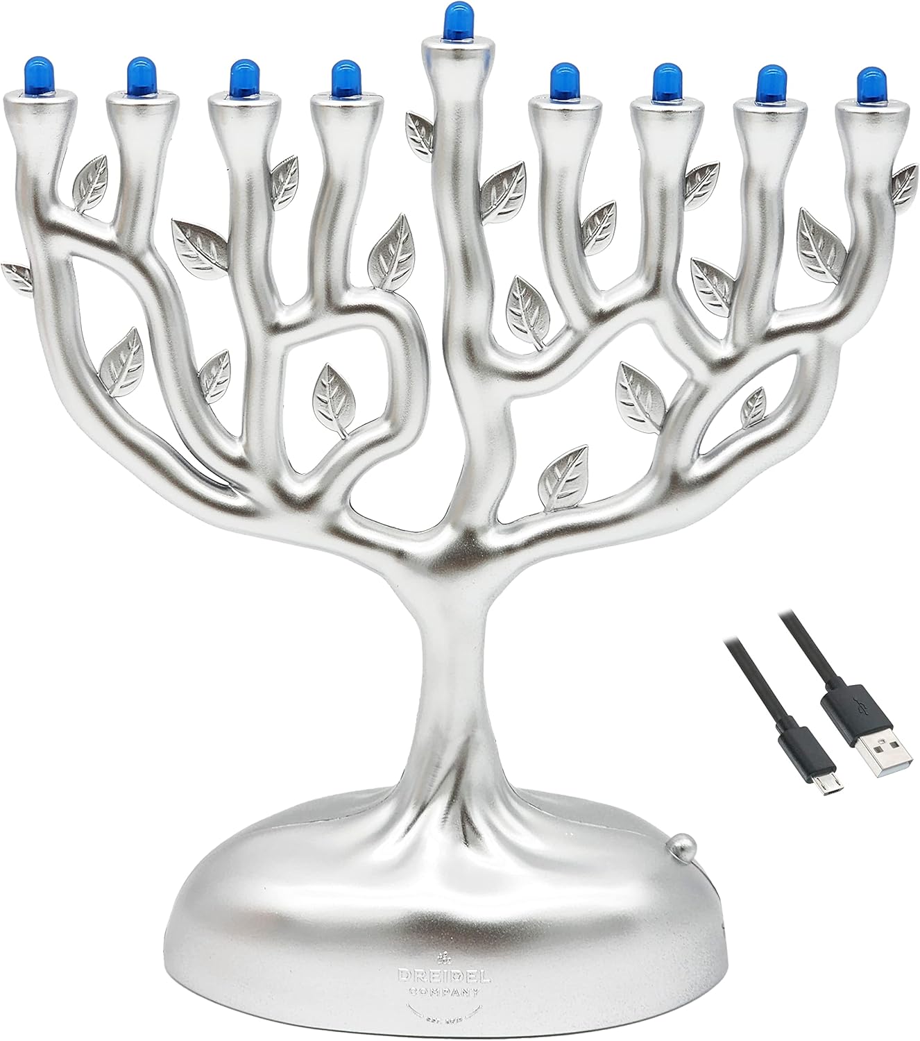 Mini Electric Menorah, Tree of Life Design Hanukkah Menorah, LED Travel