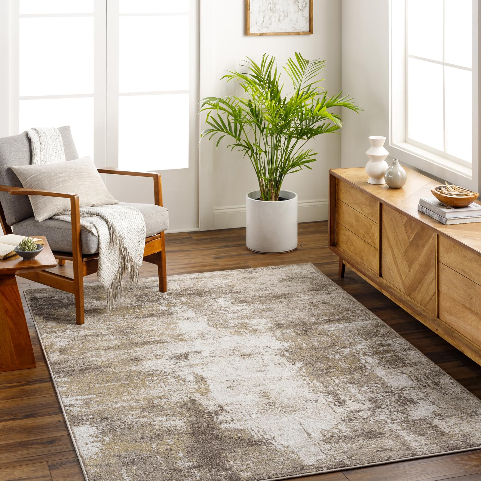 Livabliss MAYLENE Abstract Modern Marble Charcoal Area Rug 120x170cm