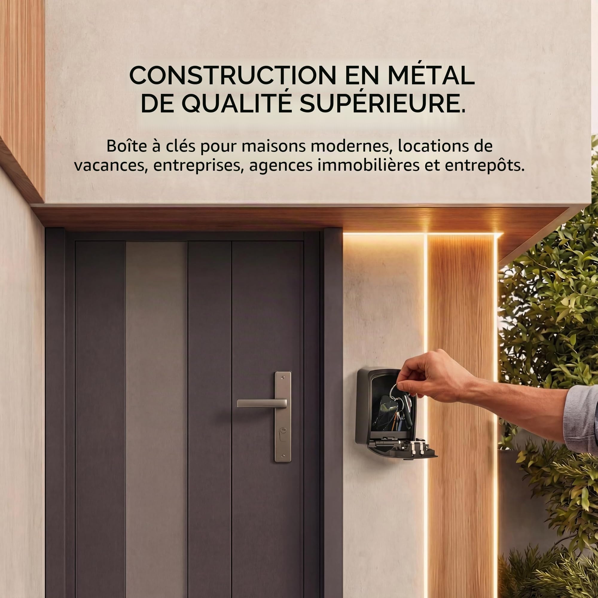 Iron Lock - Boîte de verrouillage à clés XXL - Support mural pour clés - Combinaison à 4 chiffres avec code réinitialisable - Interrupteur B - Très large - Pour intérieur et extérieur - Étanche