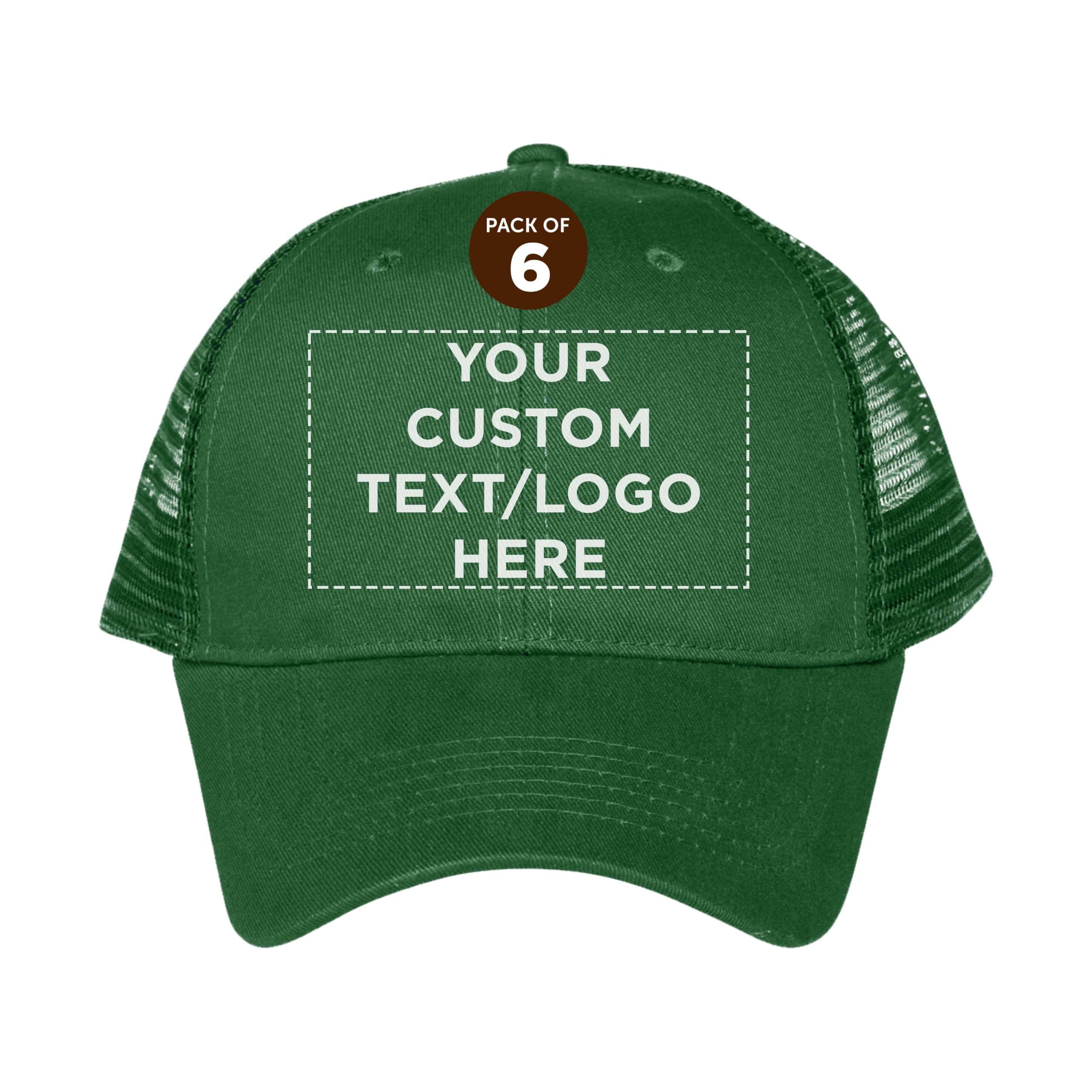 DISCOUNT PROMOS Custom Cotton Front Mesh Baseball Hat Set of 6/12/24 - Personalized Embroidered Caps