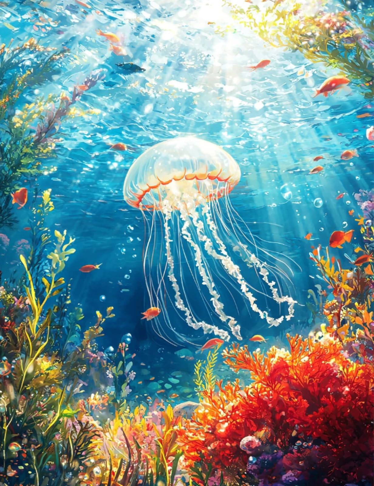 Stithej Stamped Cross Stitch Kit Jellyfish for Adult Beginner
