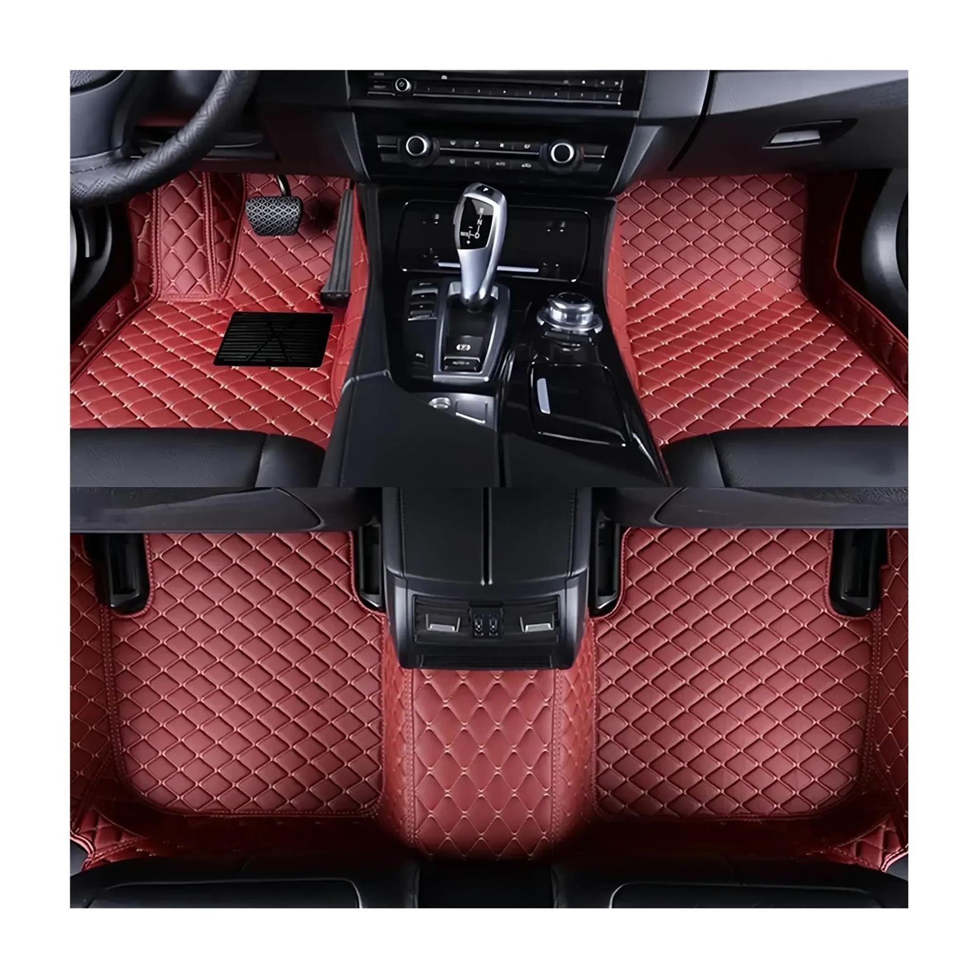 Auto Fussmatten Für Subaru WRX 2015 2016 2017 2018 Wetterfeste Luxus-Leder-Bodenmatten Abdeckung Teppichabdeckung Auto-Fußmatten Fußmatten Automatten(Style 1 Win Red)