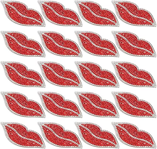 TOPINCN 20 piezas de diamantes de imitación de labios rojos de resina de cristal caliente decoración de ropa accesorios DIY clip de pelo adorno