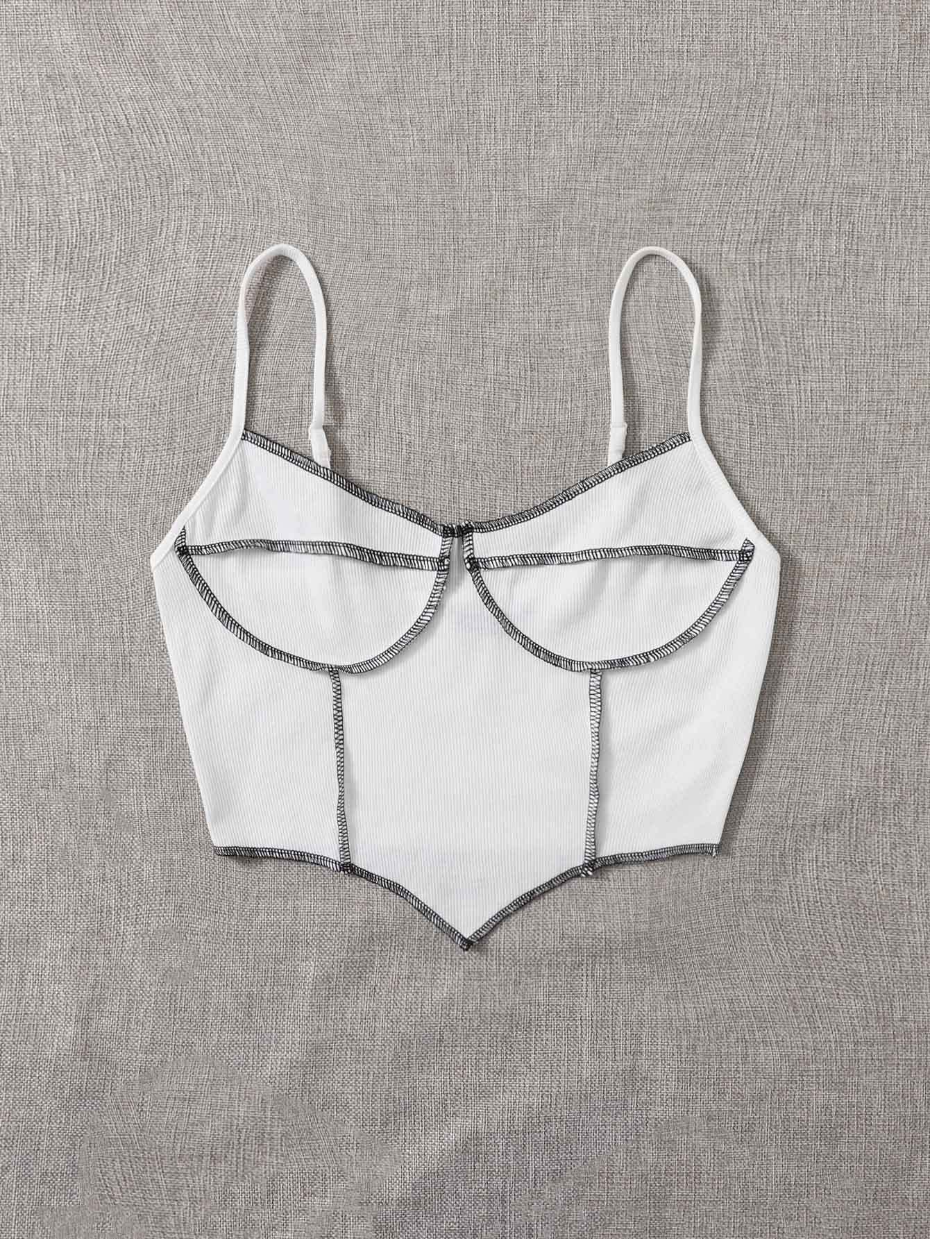 ACSONS Women's Halter Tops Contrast Stitch Asymmetrical Hem Cami Top (Color  : White, Size : Medium) : Amazon.com.au: Clothing, Shoes \u0026 Accessories