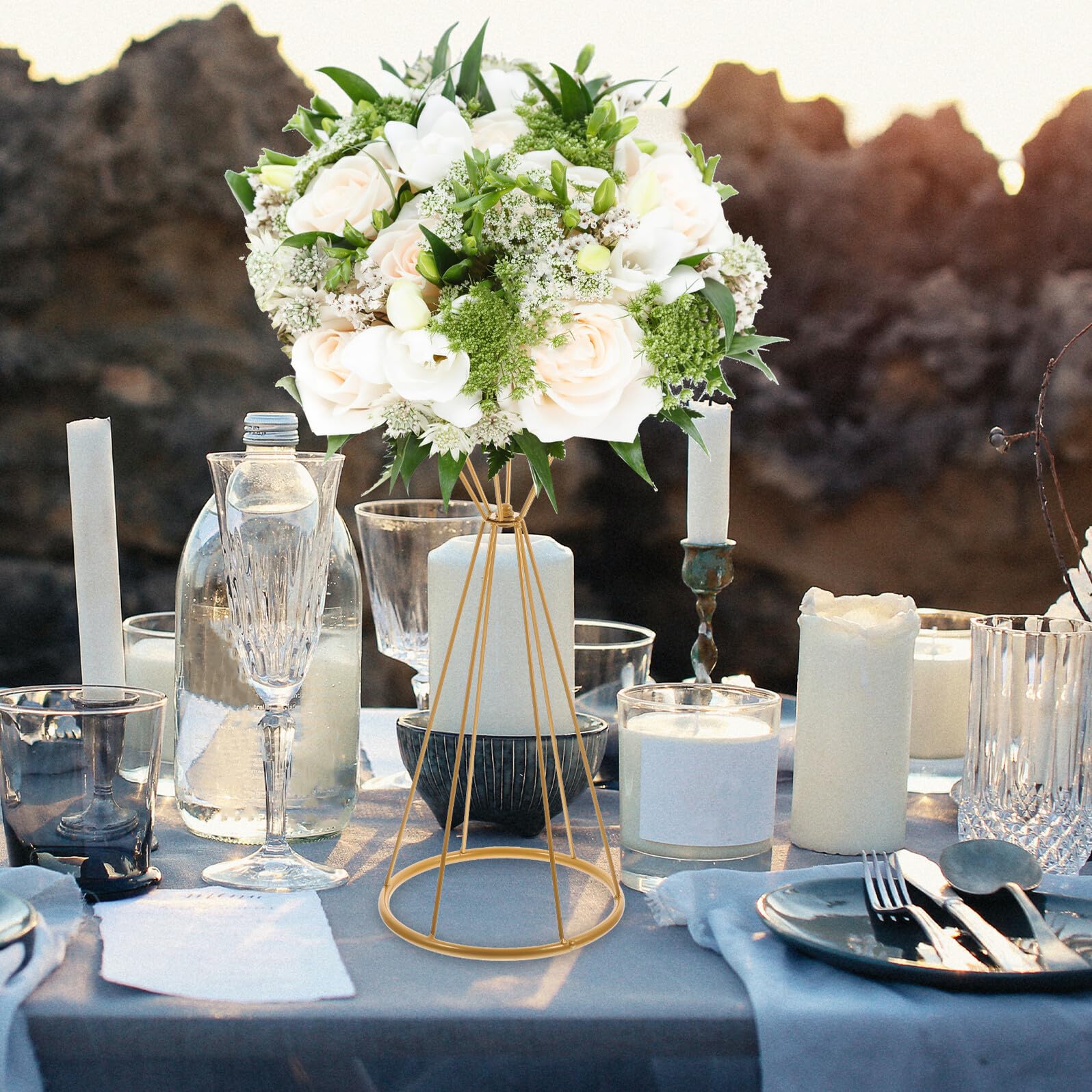 SHINEOFI Centrotavola Matrimonio in Metallo Vaso Cavo Decorativo Portafiori Delicato per Composizioni Floreali e Decorazioni Casa Eventi Cerimonie