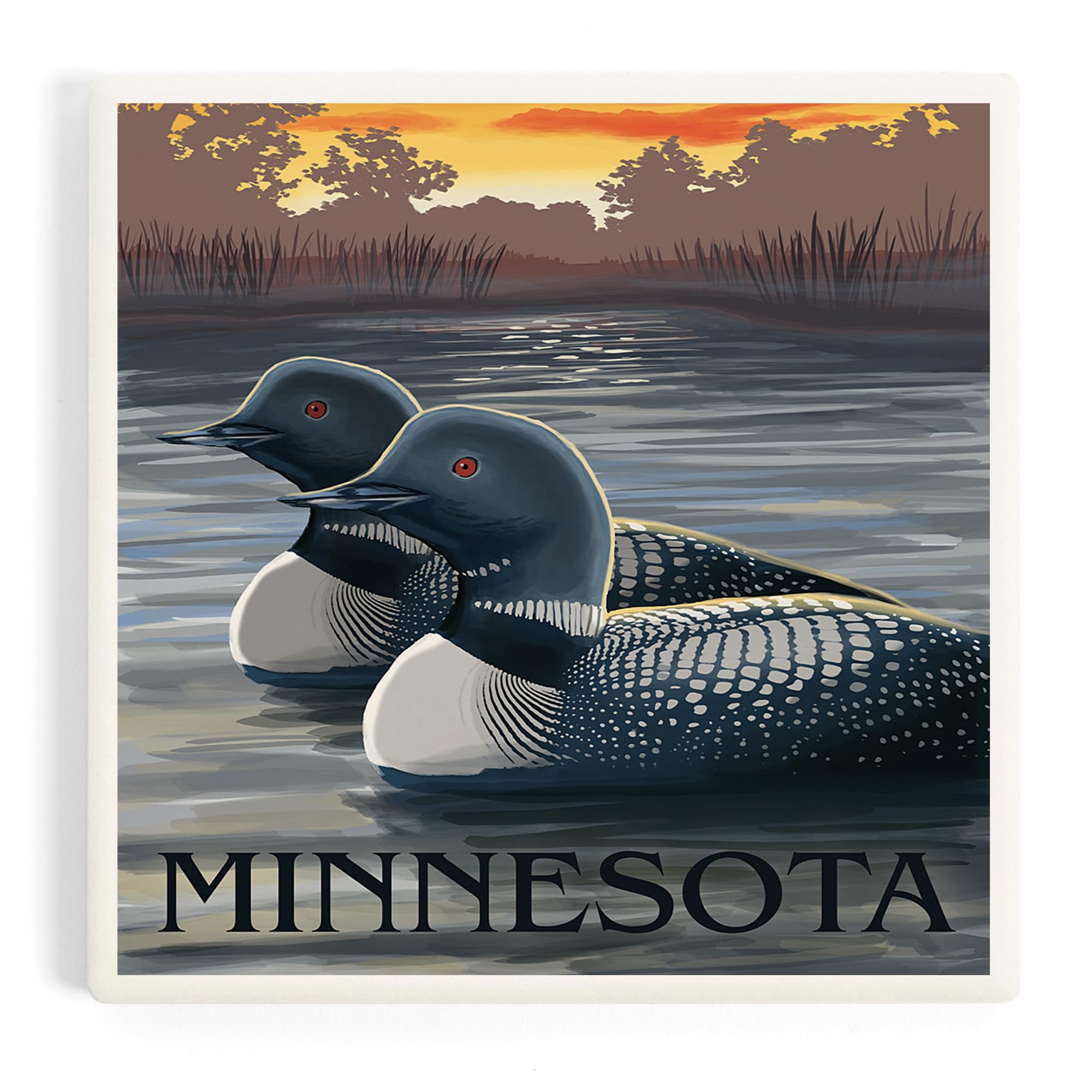 Minnesota Loons (Absorbent Ceramic Coaster, Single, Cork Back, Kitchen Table Decor)