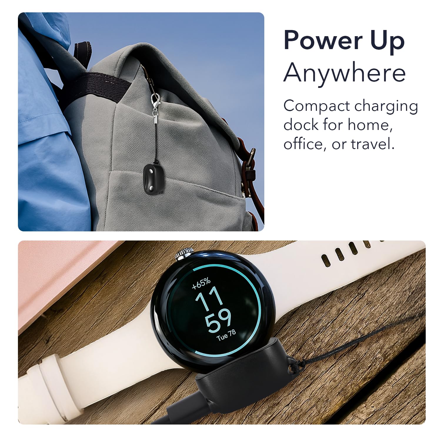 Wasserstein On-The-Go Charger Compatible with Google Pixel Watch 4 (41mm & 45mm) - Portable Charging Dock - Made for Google - NOT Compatible with Pixel Watch, 2 & 3 — view 5