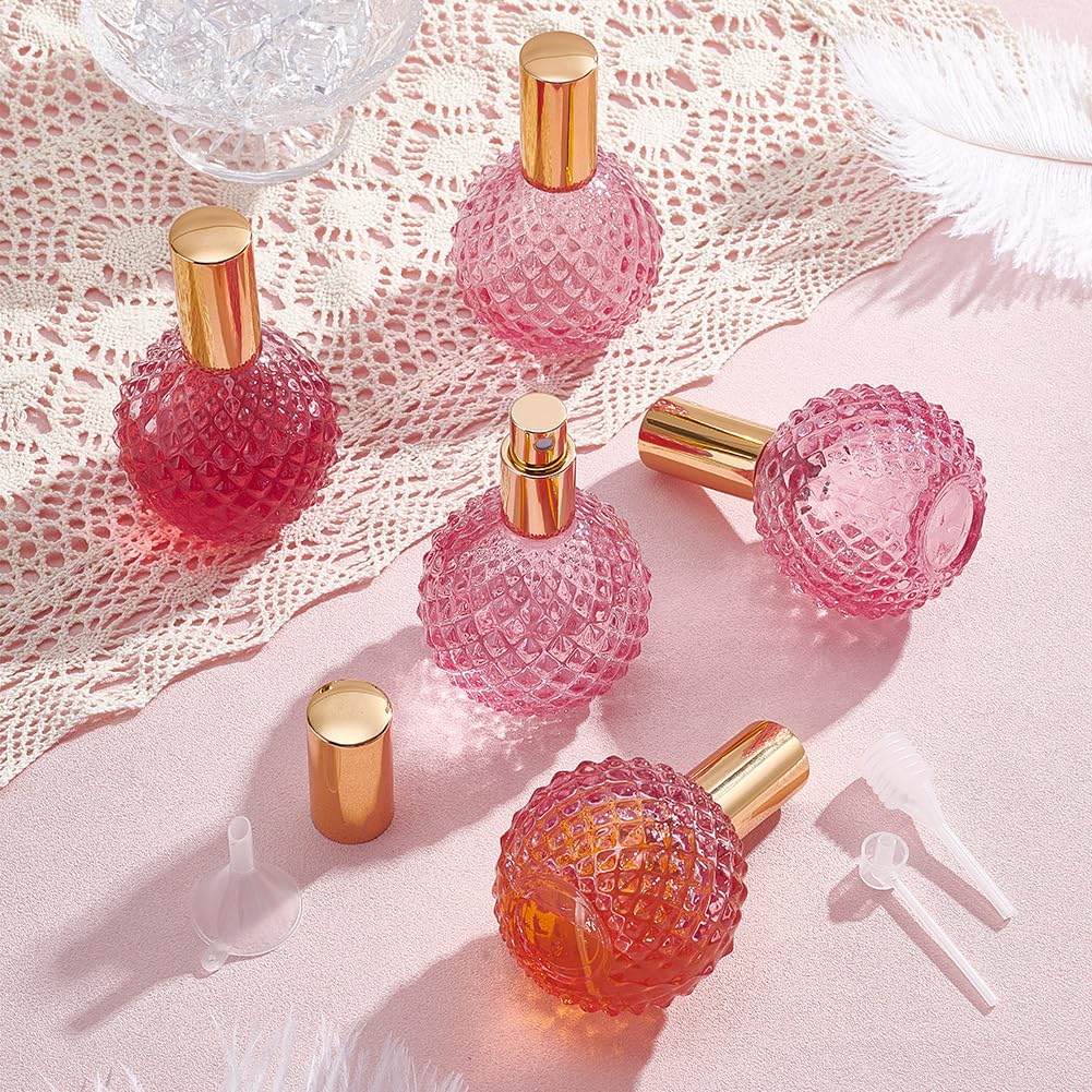 NBEADS 8 set di 100 ML di Bottiglie di Profumo In Vetro Vuote, Kit di Flaconi Spray per Profumo Ricaricabili Retrò con Imbuto, Rosso Viola Pallido per Decanter di Liquidi Profumati