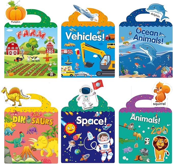 6 Set Sticker Books for Kids, Sticker Activity Book Window