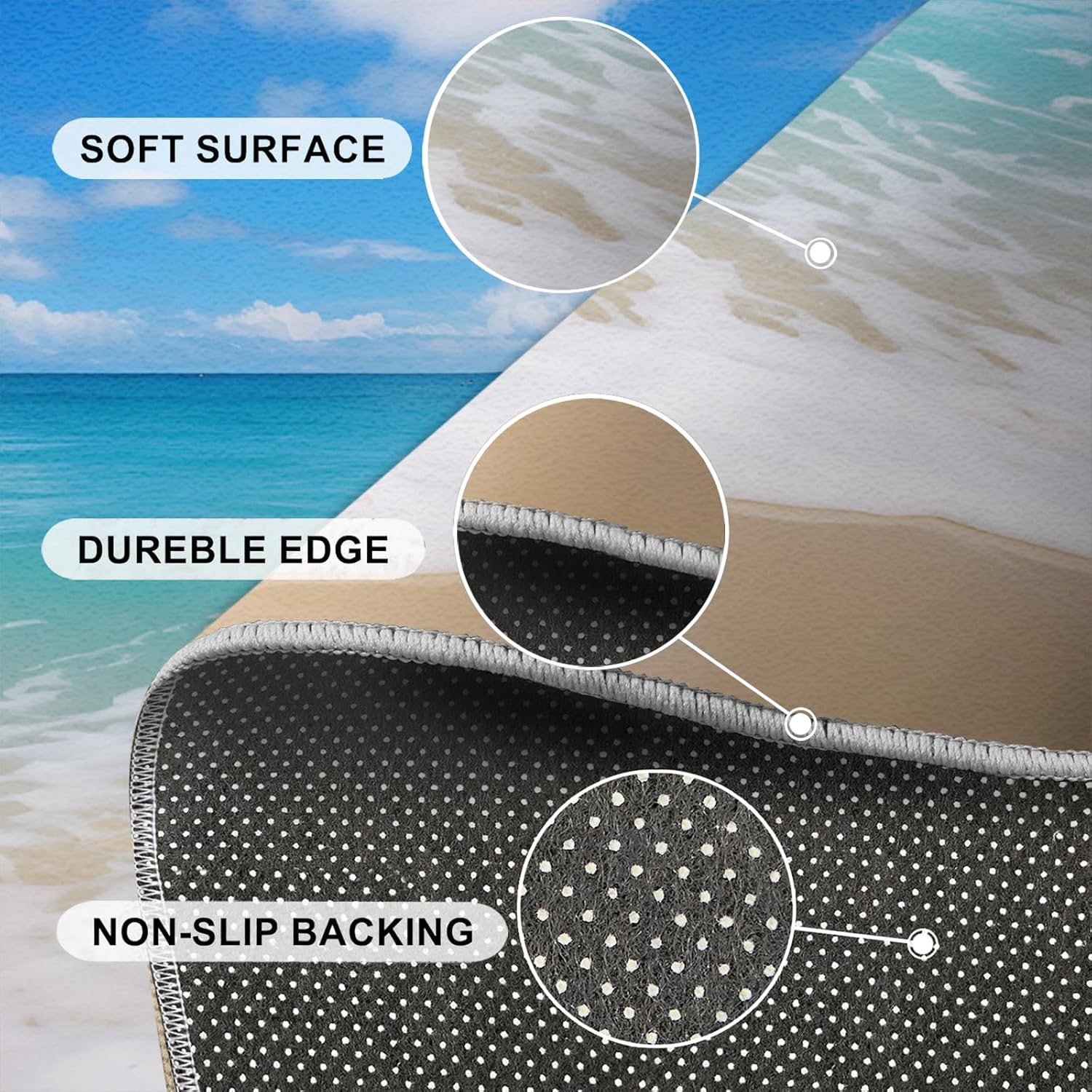2x3 Romantic Shoreline Rug - Sunrise Beach Doormat Outdoor Entrance, Sunset Coastal Laundry Room Carpet Non Slip Accent Throw Rugs for Bathroom Kitchen Sink Front Door