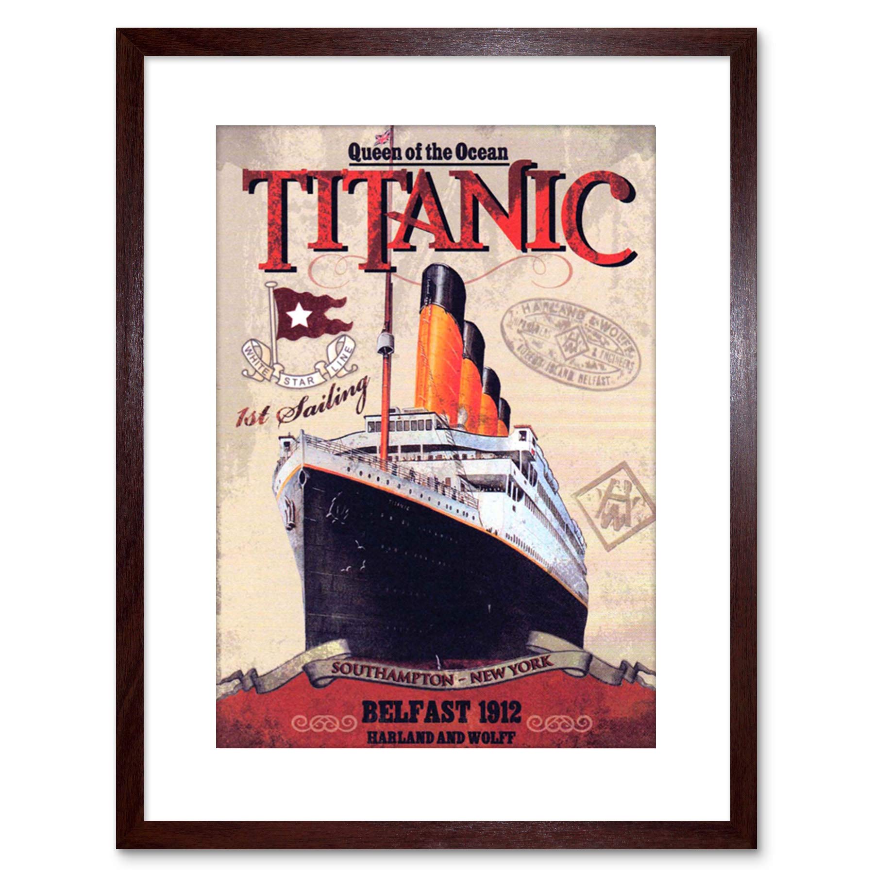 Wee Blue Coo 9x7 '' TRAVEL TITANIC LINER DISASTER QUEEN OCEAN FRAMED ART PRINT F97X1508
