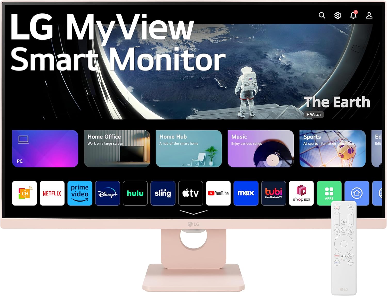 LG 27SR50F-P MyView Smart Monitor 27-Inch FHD (1920×1080) IPS Display, webOS 23, HDR 10, x2 Built-in Speakers, AirPlay 2, Screen Share, Bluetooth, ThinQ App, Remote Control, Pink LG 27SR50F-P MyView Smart Monitor 27-Inch FHD (1920×1080) IPS Display, webOS 23, HDR 10, x2 Built-in Speakers, AirPlay 2, Screen Share, Bluetooth, ThinQ App, Remote Control, Pink