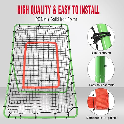 Miniatura 4 de Lineslife Red de rebote de lanzamiento de béisbol, ángulo ajustable, rebote de béisbol y sóftbol para práctica de lanzamiento y lanzamiento, 6 x 4