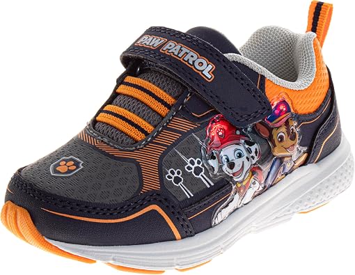Josmo Boys Paw Patrol Lightweight Sneaker with Easy Strap Closure, Size 12 Little Kid, Black/Orange