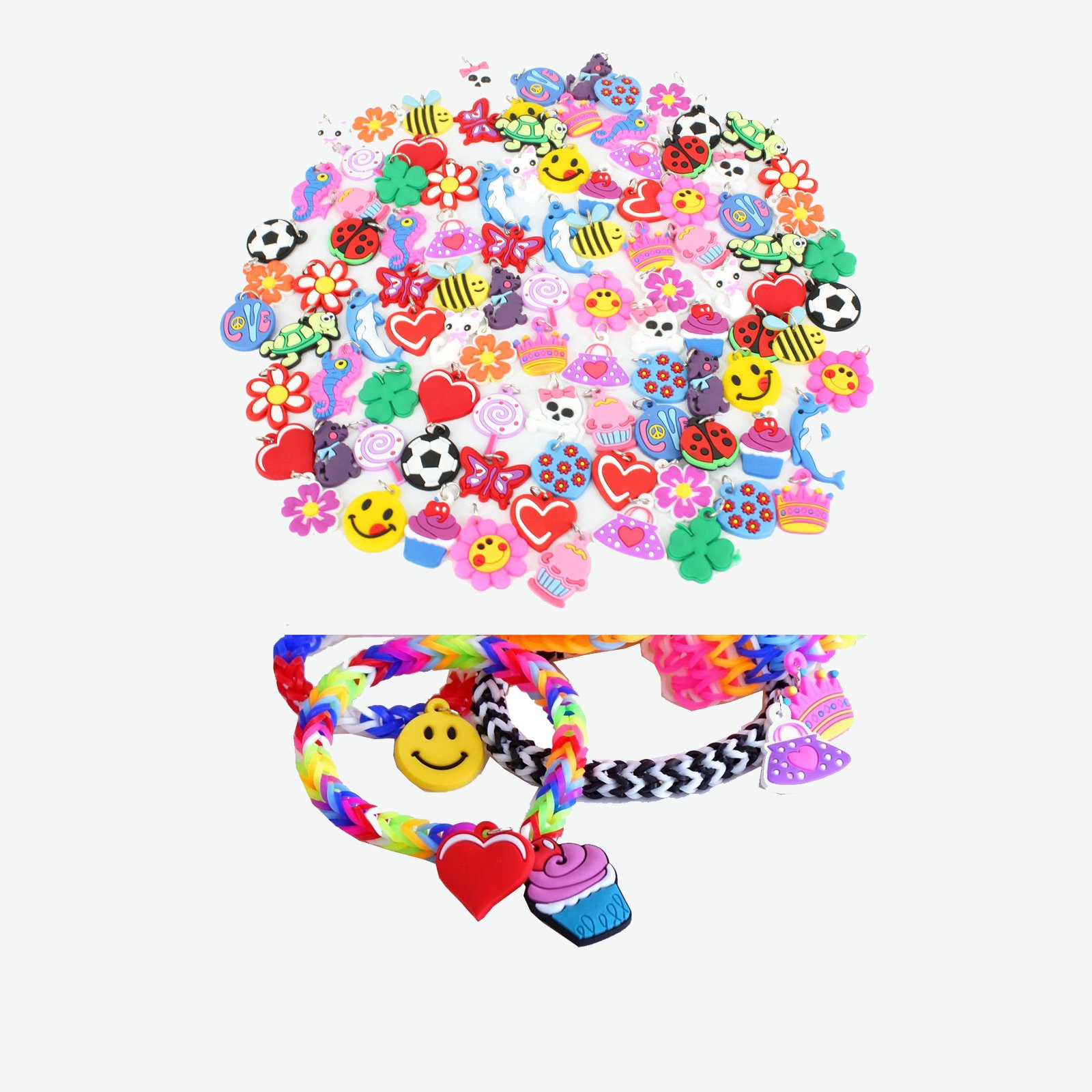 Wadoy 40pcs Assorted Loom Charms for Jewelry Making, Bracelet Charms, Miniature, Adults, Kid, False