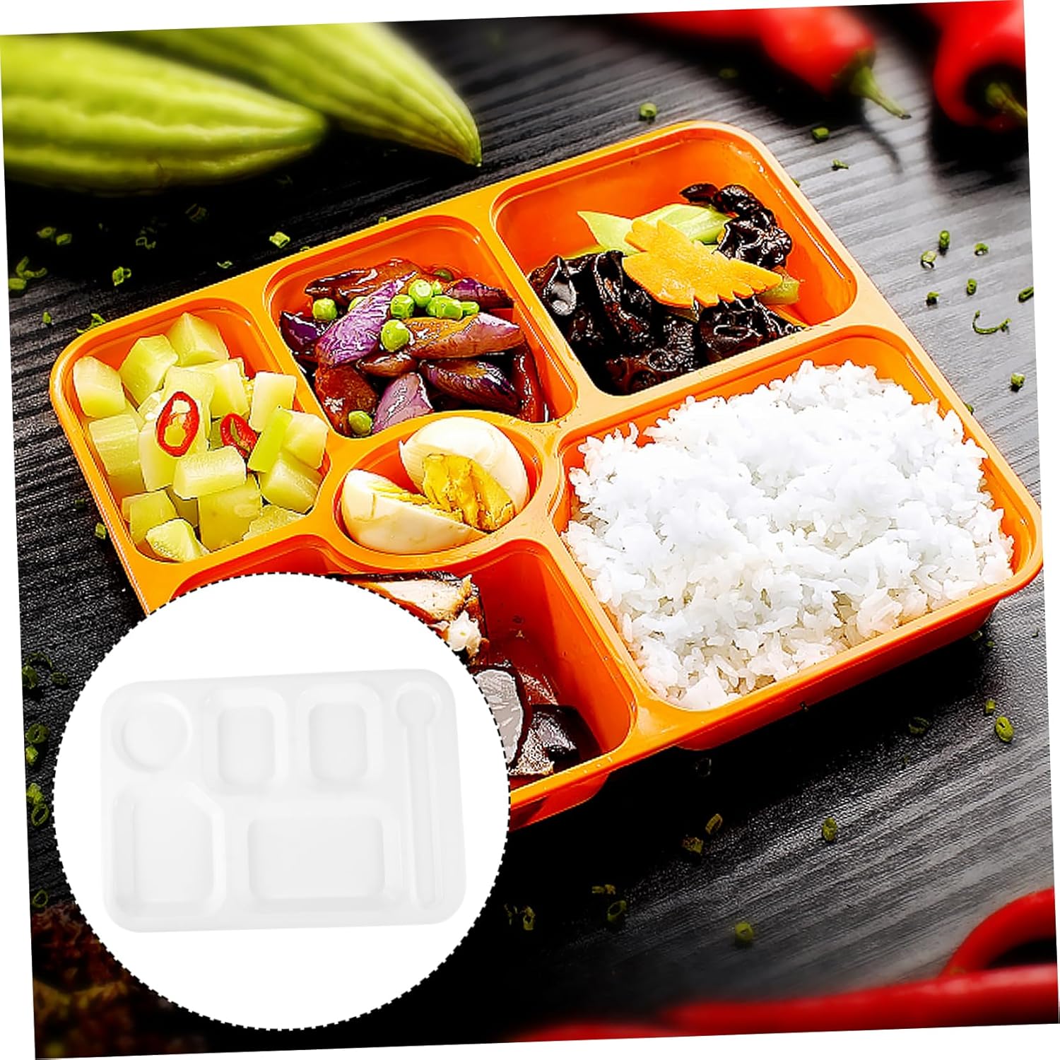 Eco-friendly Six-compartment Plate Food Divided Tray Smooth Edges Heat Resistant Easy to Clean for School Lunches