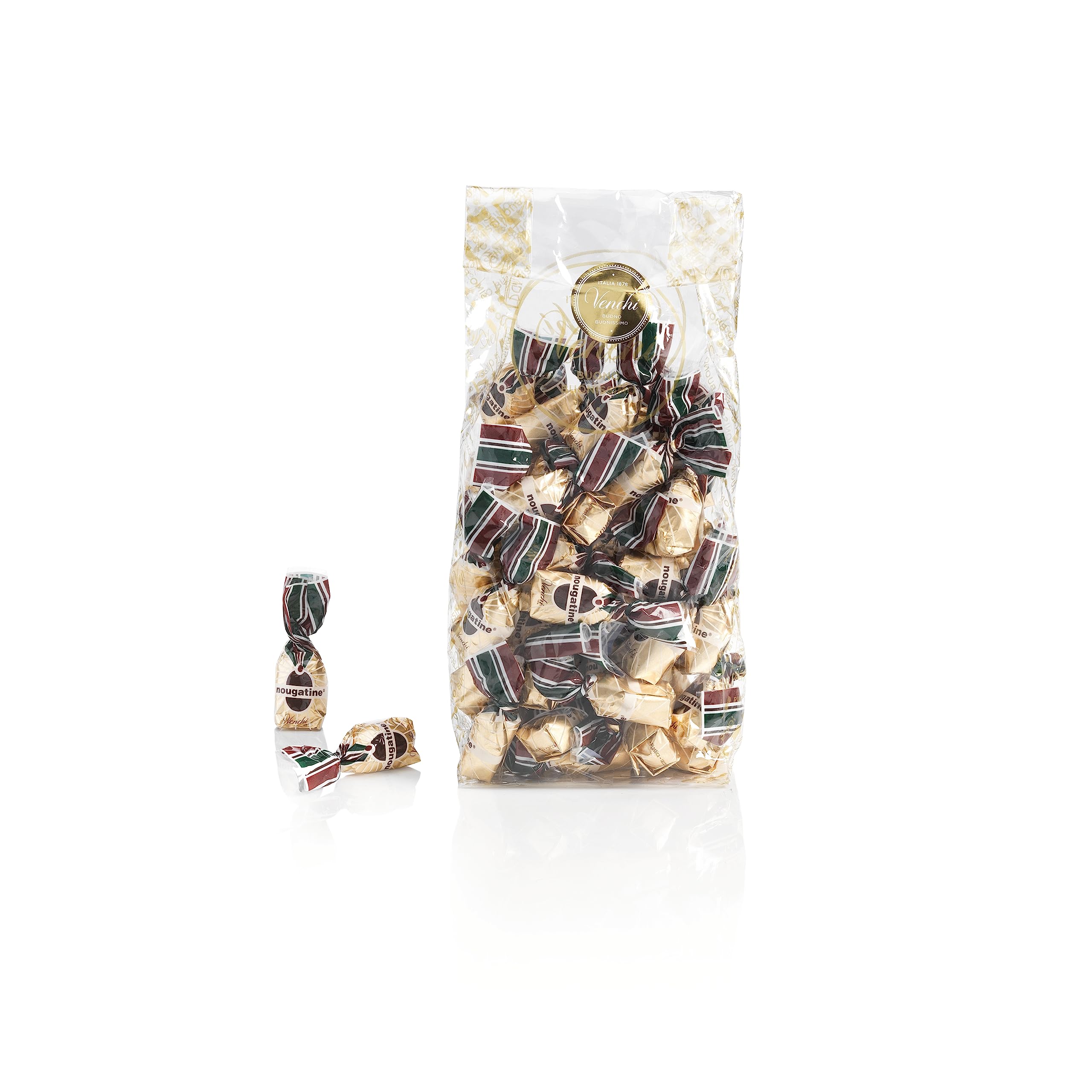 Venchi - Sacchettino Regalo con Cioccolatini Nougatine Assortiti, 300 g - Con Nocciola Piemonte IGP - Idea Regalo - Senza Glutine - Vegano