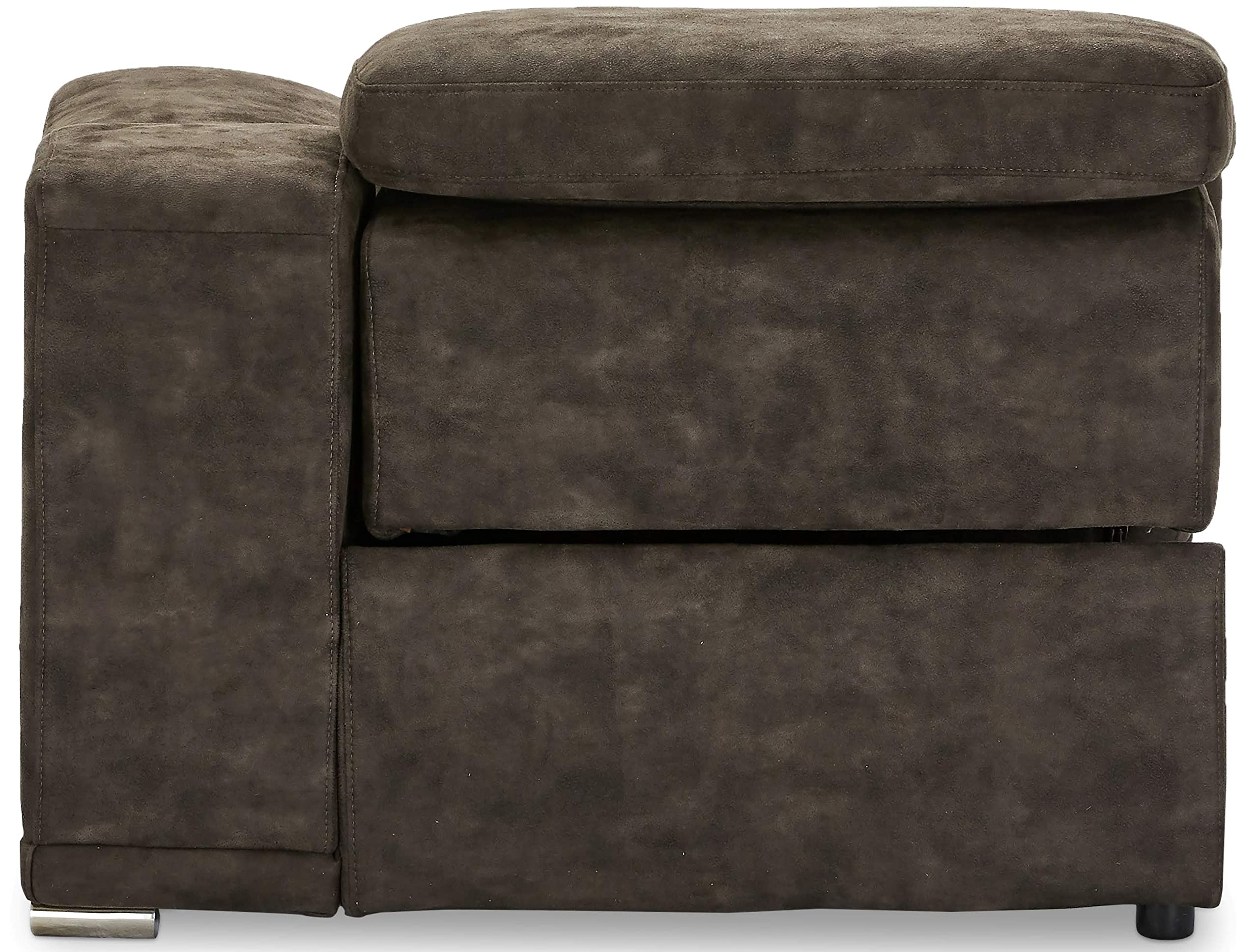 Ibbe Design Modul Sofa Braun Stoff 1 Sitzer mit Armlehne Rechts Elektrisch Verstellbar Relaxfunktion mit mit verstellbare Kopfstütze Alexa, 105x102x73 cm