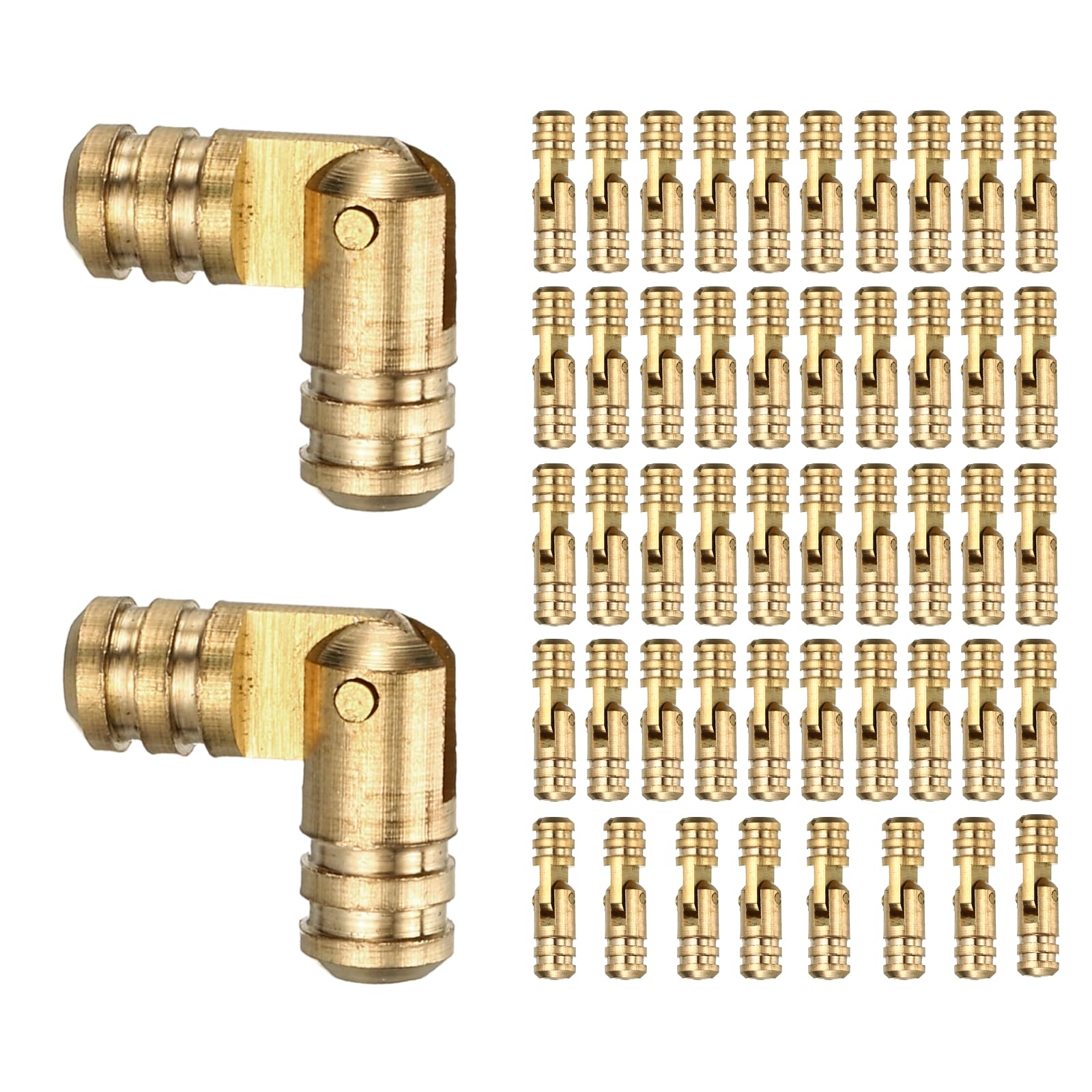 sourcing map 50 Pcs Barrel Hinges, 5 x 19 mm Jewelry Box Hinges Folding Concealed Brass Cylinder Hidden Barrel for Wooden Music Boxes Small Woodworking Projects Cabinet Doors, Yellow