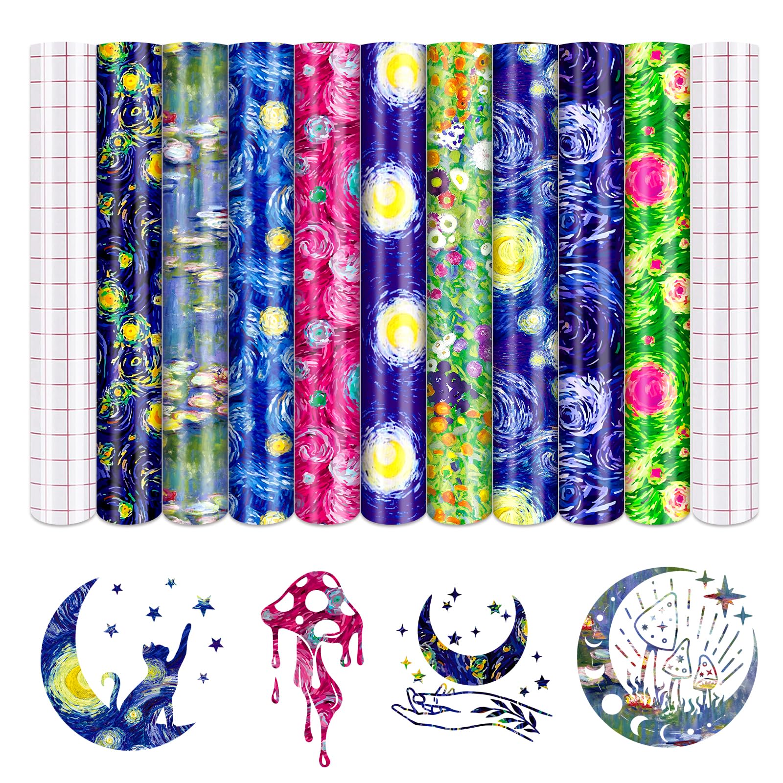 Tintnut Starry Sky Permanent Vinyl 9 Pcs 12x10in Permanent Adhesive Vinyl