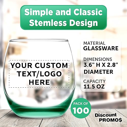 Miniatura 4 de Copas de vino personalizadas Mikonos sin tallo, 11.5 onzas, juego de 100, paquete personalizado a granel, cristalería de restaurante, perfectas para