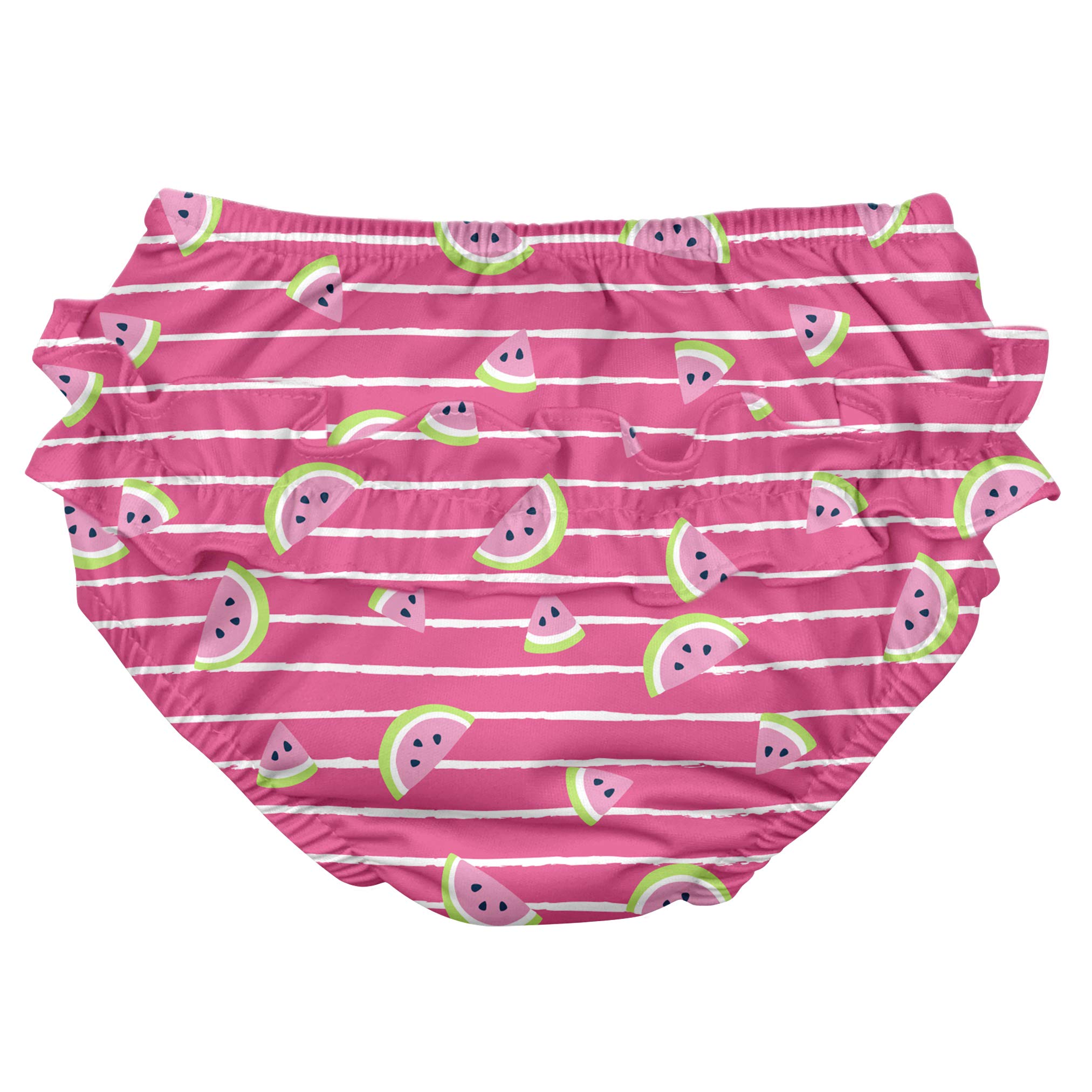 i play. by green sprouts baby girls Ruffle Snap Reusable Absorbent Swimsuit and Toddler Swim Diaper, Hot Pink Watermelon Stripe, 18 Months US