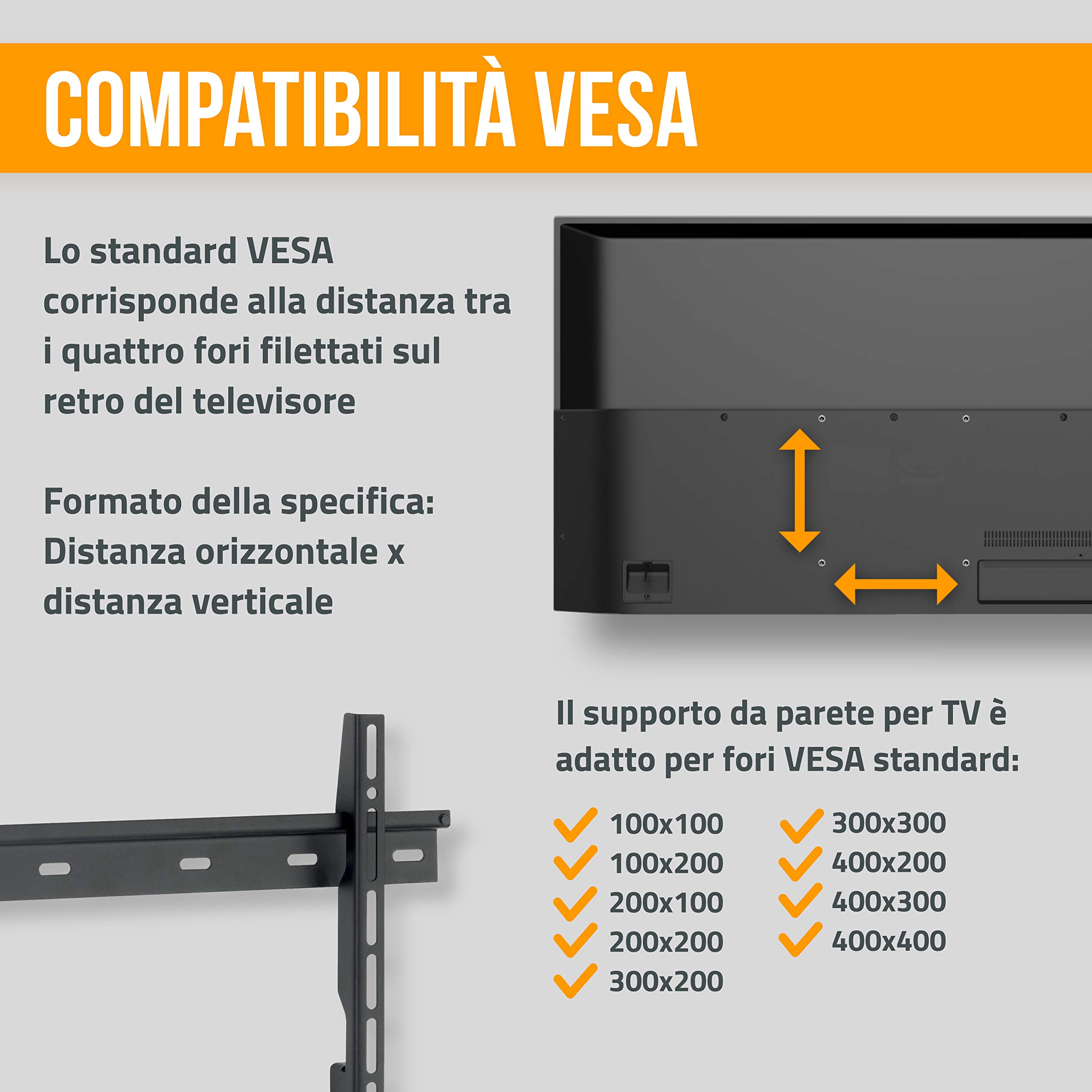 NANOOK Supporto a muro per TV 32-55 pollici | Staffa ultra sottile | Soluzione di montaggio per televisori LCD, LED e OLED | Compatibilità universale | VESA 100x100-400x400 | Nero