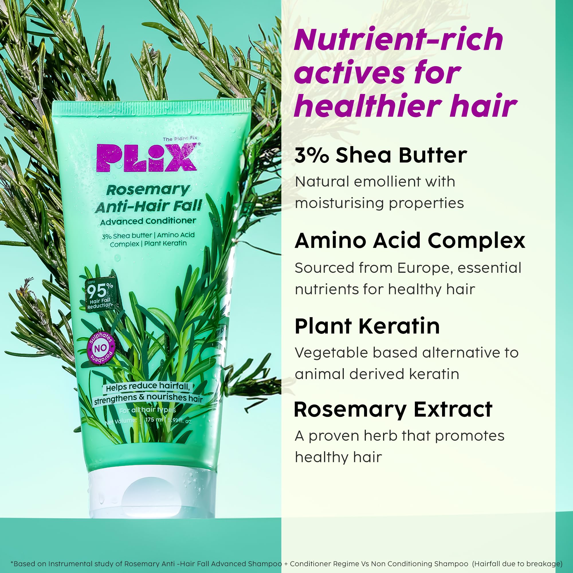 The Plant Fix Plix PLIX Rosemary Advanced Anti Hair Fall Conditioner With Rosemary For Reducing Hair Loss, Breakage| | All Hair Types | Men & Women | Sulphate & Parabeen Free| 175 Ml, 1 Count 2