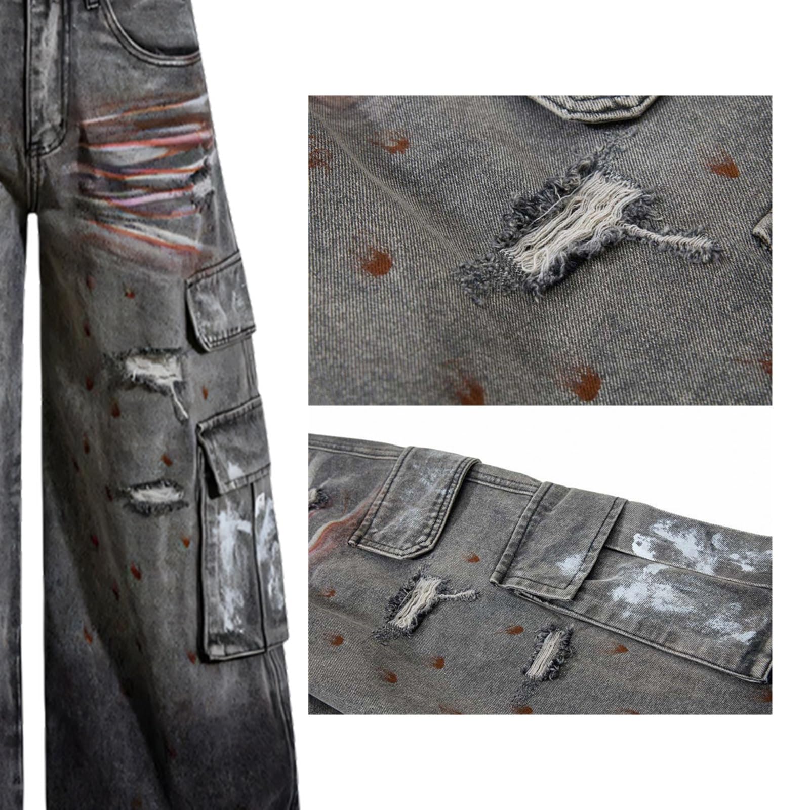 Jeans larghi casual a vita media fidanzati jeans a gamba larga jeans unisex graffiti larghi Streetwear unisex graffiti larghi grunges hiphop streetwear Harajukus