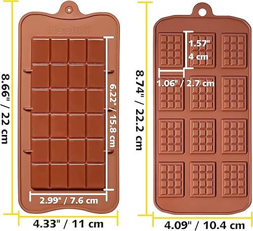 Miniatura 6 de Anaeat Moldes de silicona para chocolate, juego de 4 moldes flexibles antiadherentes de silicona para proteínas de caramelo y barras energéticas