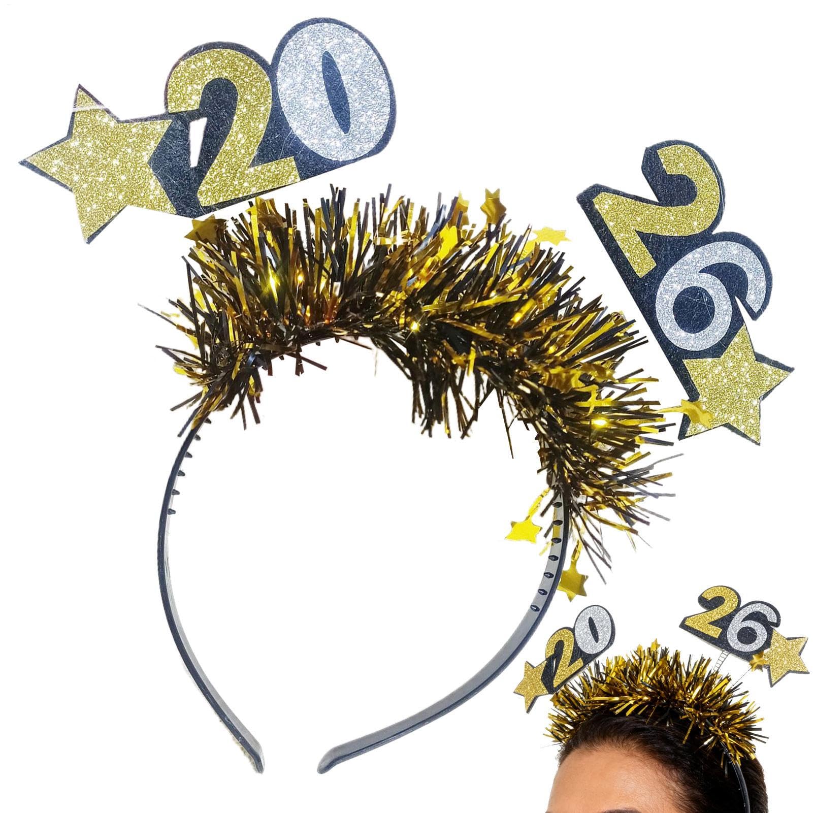 Happy New Year Headband | Comfortable Eye-Catching Soft Headwear - Holiday Hair Accessories 2026 | for Couple Family Women Adult Kids Indoor Outdoor Parties Holiday Celebration