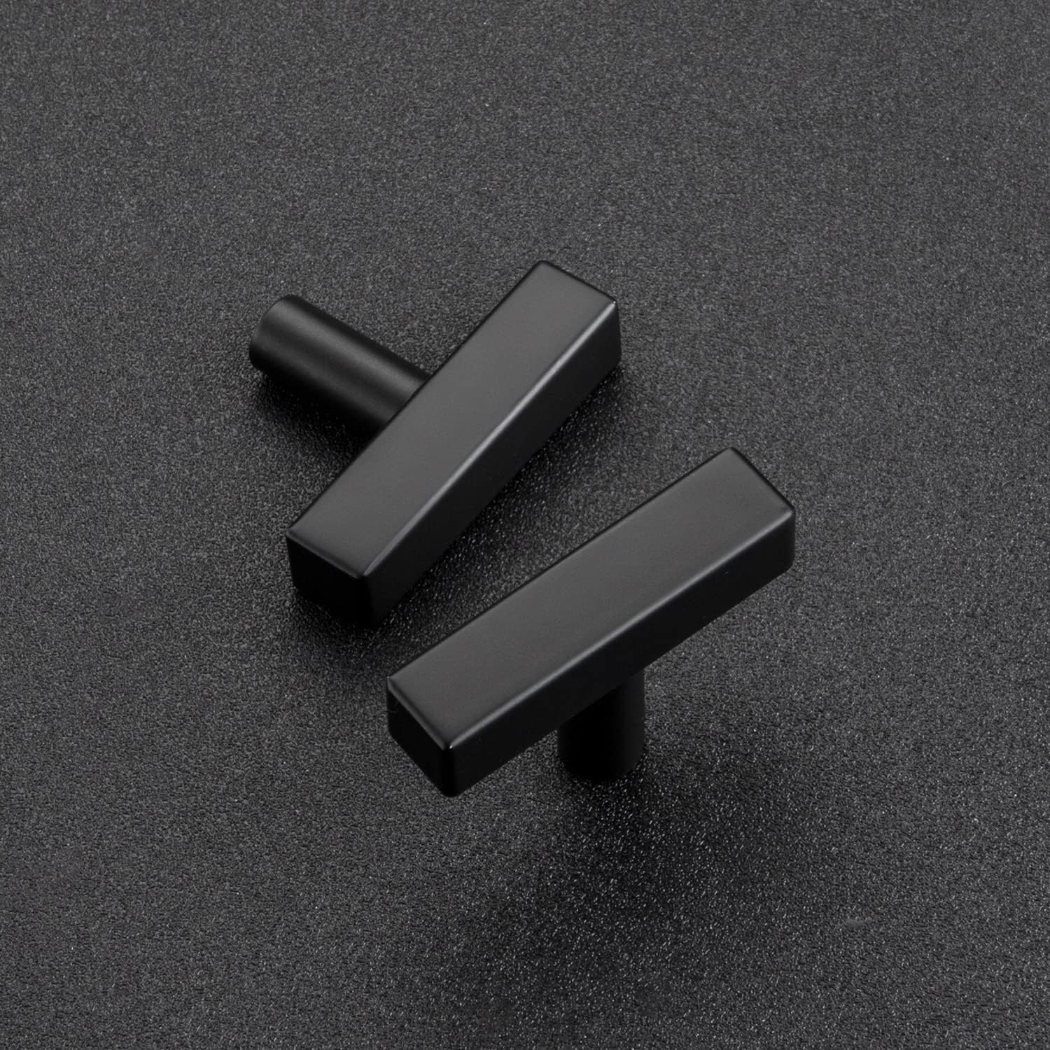 Ravinte 10 Pack Black Square Bar Cabinet Knobs 2 Inch Square Cabinet Pulls Matte Black Single Hole Kitchen Cabinet Handles