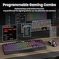Vista 5 de Redragon S101M-KS Combo de teclado y mouse para videojuegos inalámbrico con Tri-Mode, teclado RGB y mouse para juegos de 4800 DPI, 10 teclas