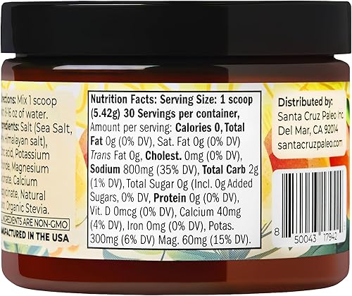 Miniatura 7 de Santa Cruz Paleo Polvo de electrolitos, limonada de mango, mezcla de bebida de hidratación sin azúcar con sal rosa del Himalaya, sal marina,