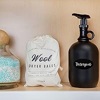 Vista 7 de Darware Botella dispensadora de vidrio de medio galón (negro), jarra de 64 onzas con bomba para salsas, jarabes, jabones y más