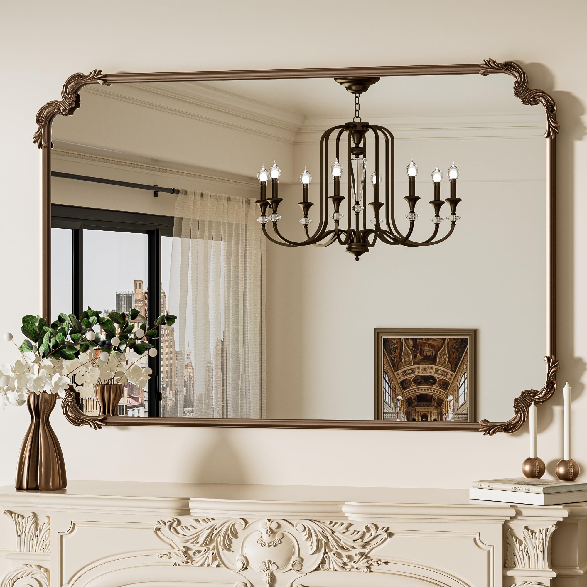 Amazon.com: TETOTE Vintage Antique Gold Rectangle Mirror for