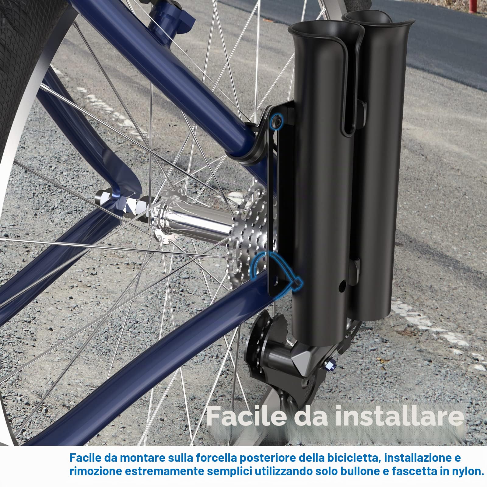 WEIGUZC Supporto per Canna da Pesca, 2 Tubi, Nero, Plastica, Surface Mount