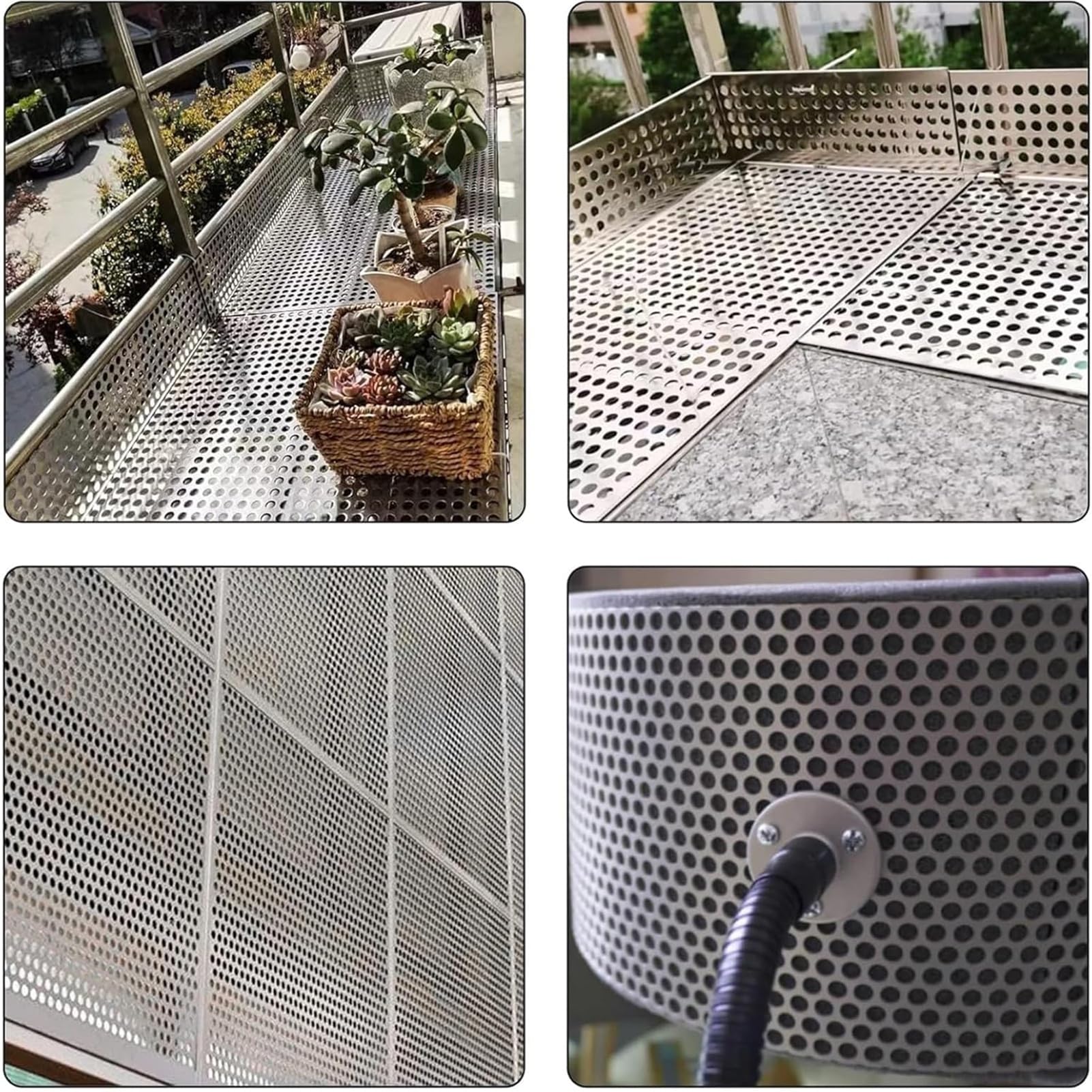 Lochblech aus Stahl, Perforiertes Metallblech aus Edelstahl 304, silberfarben, 0,8 mm, 10 x 10–40 40 cm, 1–10 Maschenweite(5mm Mesh,25x25cm)