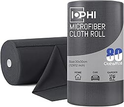 Pack of 80 Microfibre Cloths, Reusable Cleaning Cloths, Microfibre Cloths on Roll for Car, Home and Kitchen, Tear-Off Cloths in 30 x 30 cm, Dark Grey