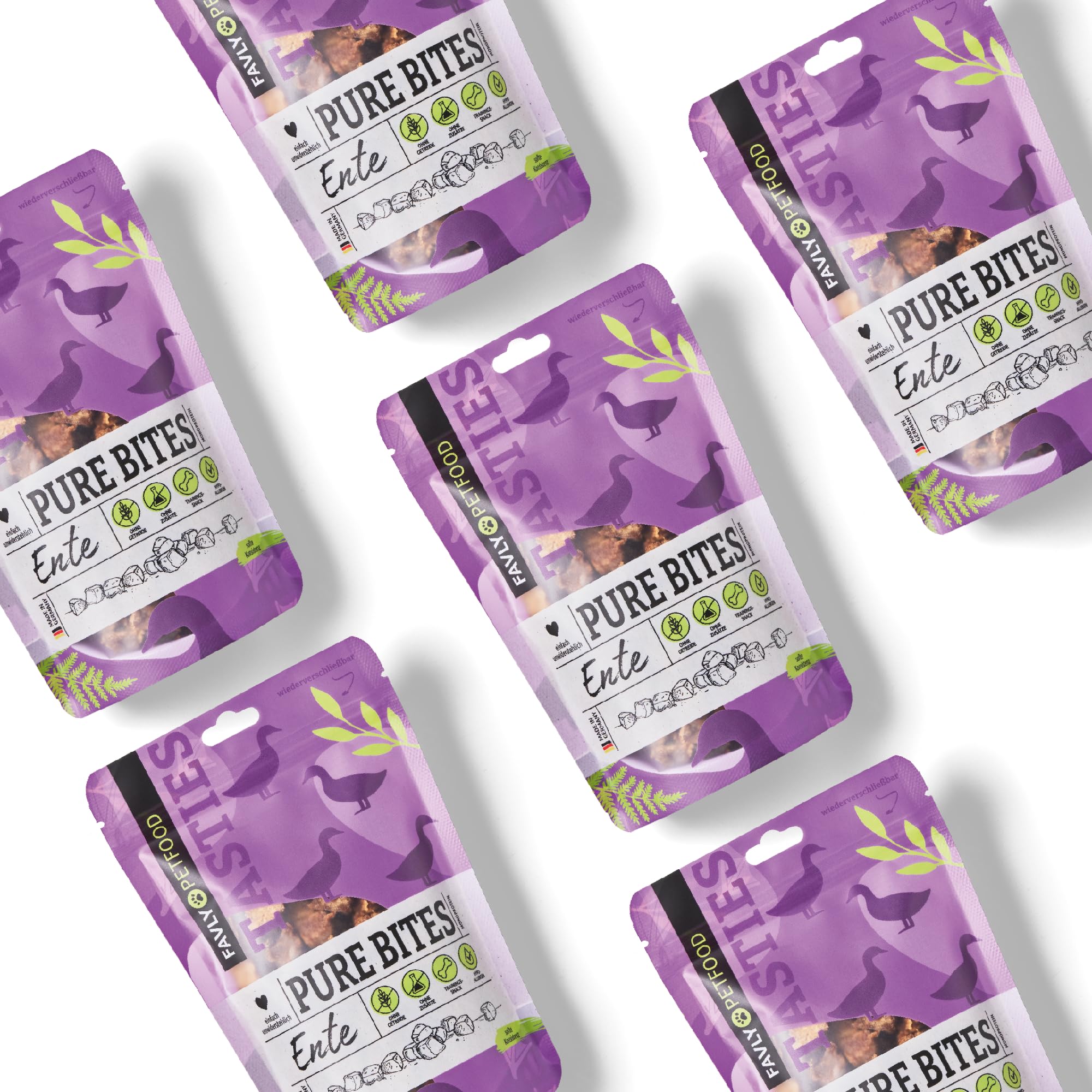 FAVLY Pure Bites Ente 6x120g, softe Hundeleckerli, Monoprotein