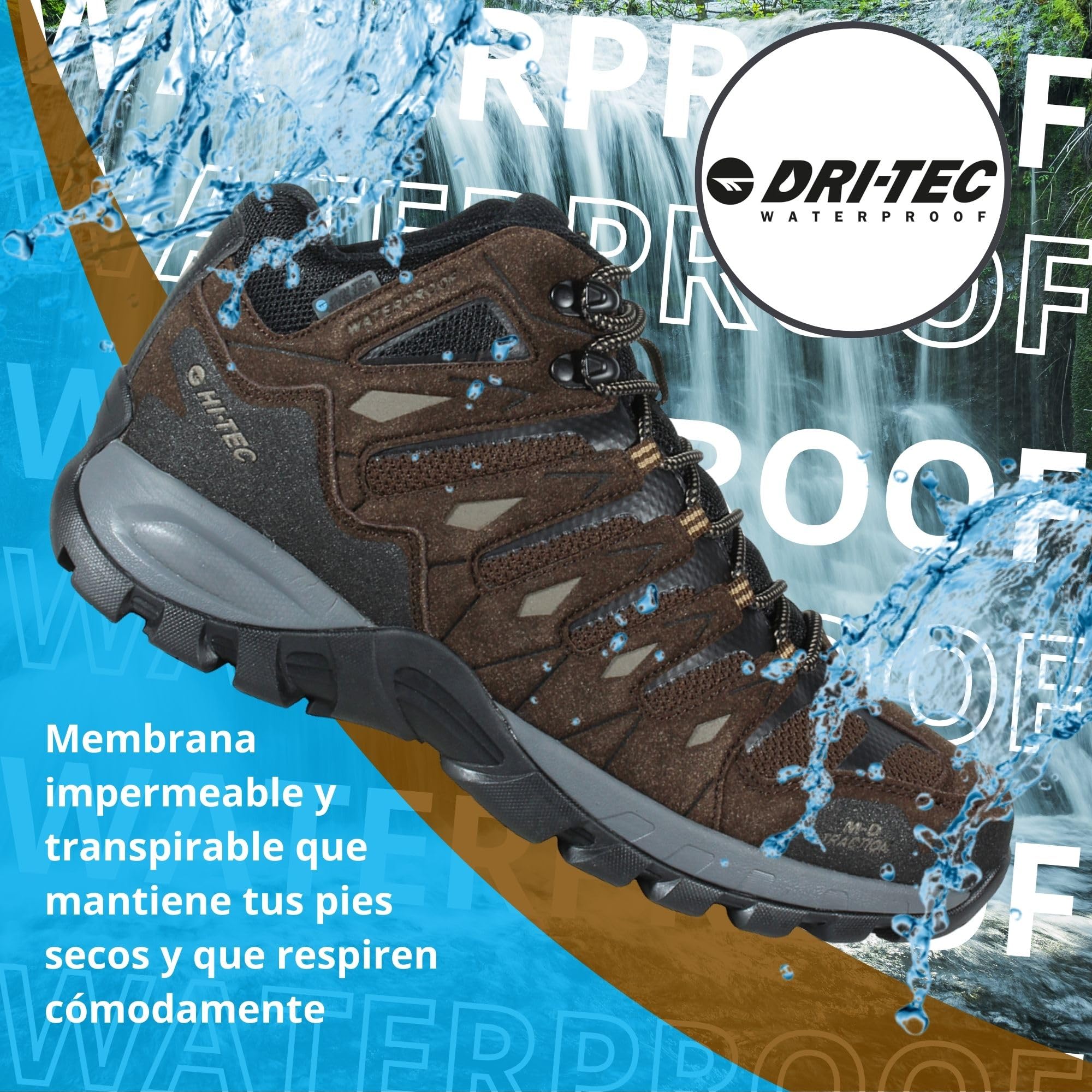 HI-TEC Corzo Mid WP - botas trekking,zapatillas montaña hombre,impermeables, ajuste seguro, protección del empeine, estabilidad en terrenos difíciles, excelente amortiguación, tracción superior