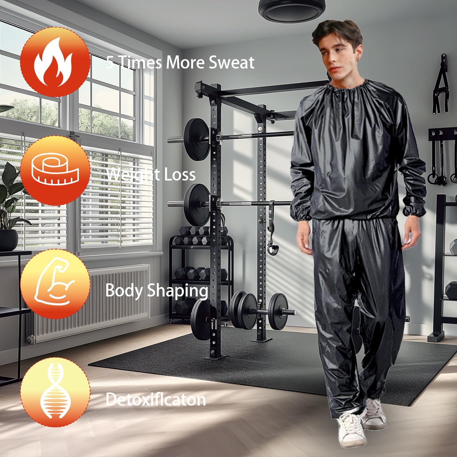 Tuta da sauna Antistrappo Dimagrante per Donna Uomo Palestra Fitness Corsa Yoga