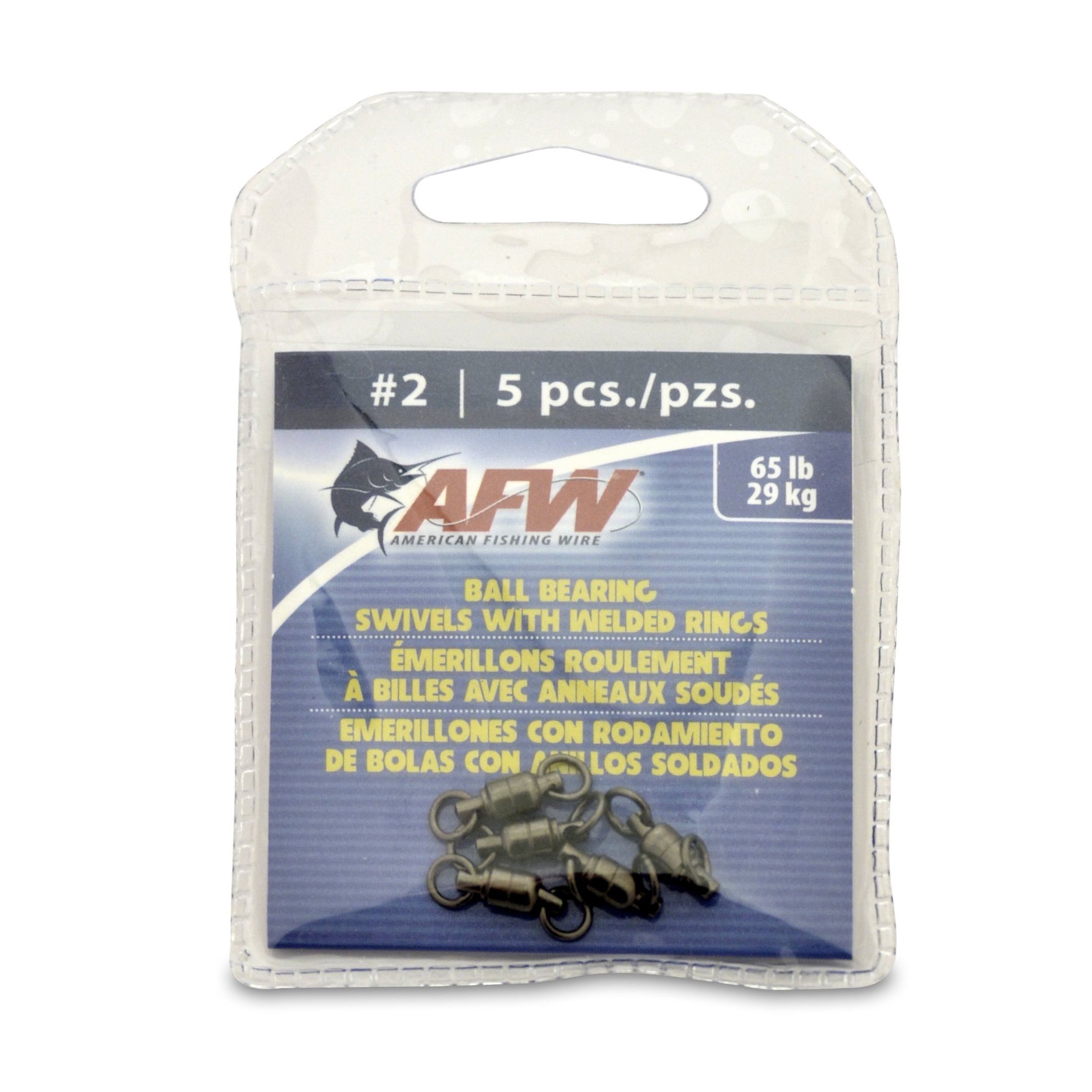 American Fishing Wire Black Ball Bearing Swivels (5 Pieces), Size 2, 65 Pound Test