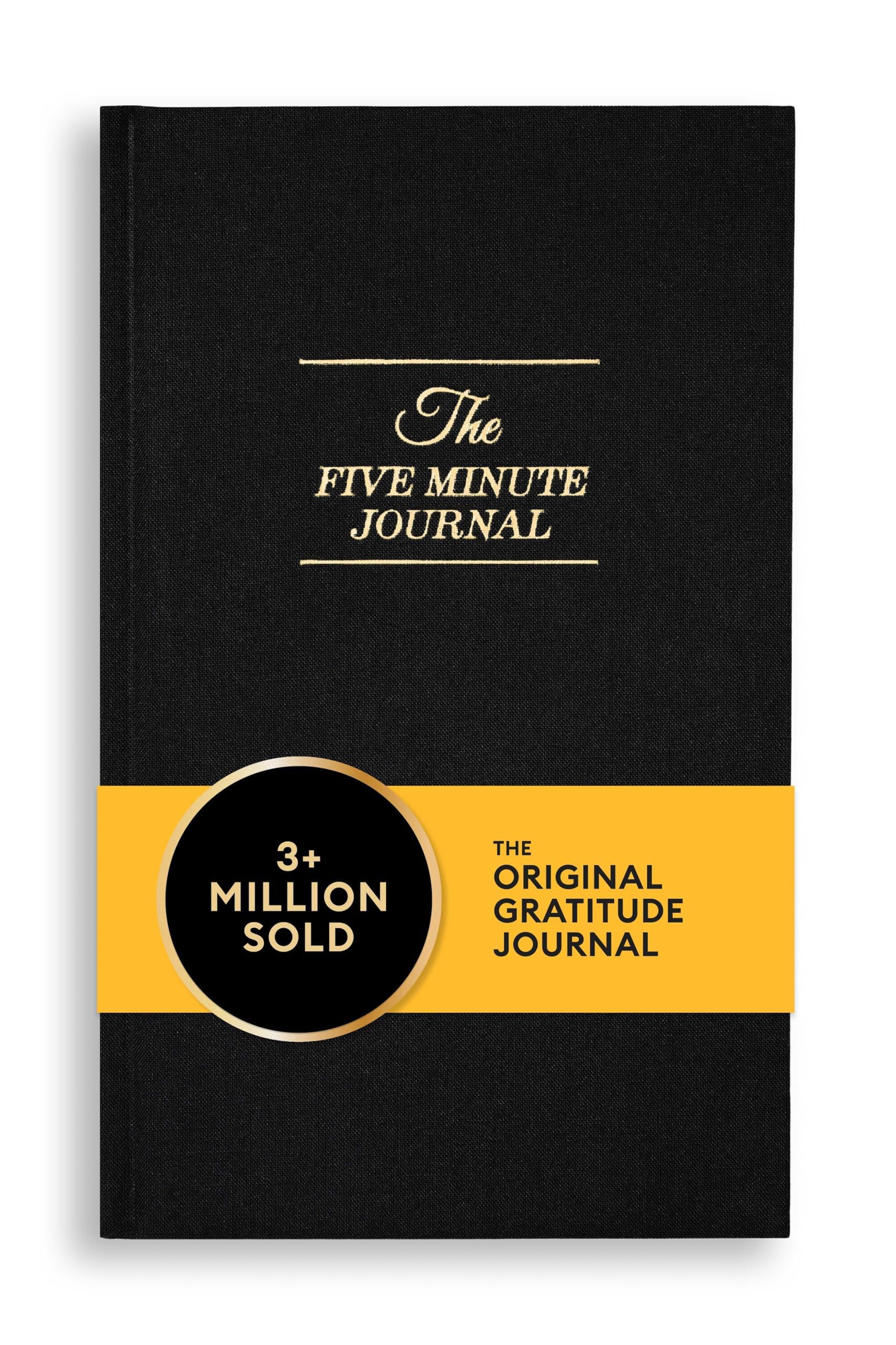 The Five Minute Journal, Original Daily Gratitude Journal 2024, Reflections and Manifestations Diary for Mindfulness, Undated Journal, Gold Foil Finish, Plastic Free, Black - Intelligent Change