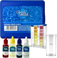Kit Teste Piscina 3 em 1 CORAL COAST pH Cloro e Alcalinidade com Estojo Completo